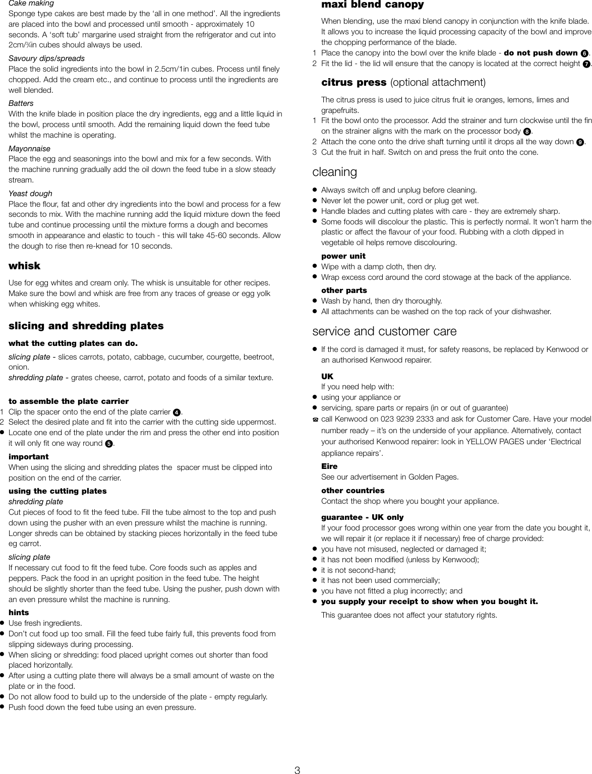 Page 4 of 6 - Kenwood FP108 Series 54203 English Only User Manual  To The 507816d5-094b-4c51-a278-3d81149ed464