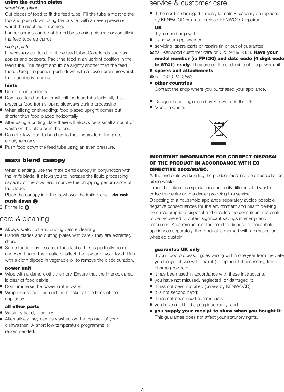 Page 5 of 8 - Kenwood FP120 Series 19026 Iss 1 English Only User Manual  To The 3bd57990-076e-4bec-b180-49ff58f96380