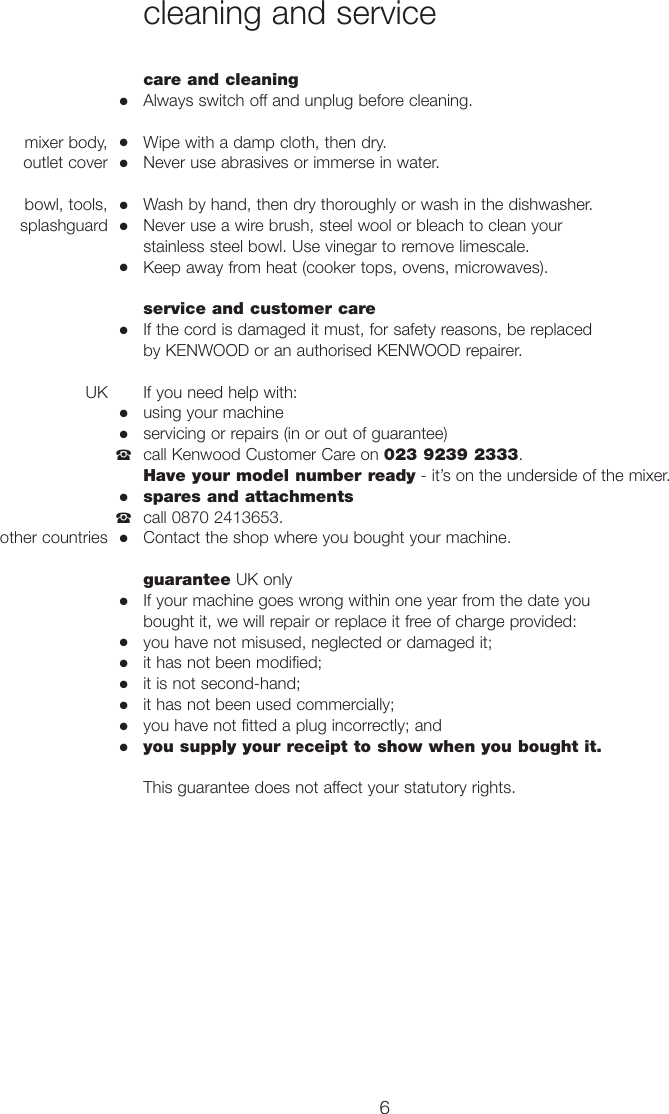 Page 7 of 9 - Kenwood KMX50 18362 Iss 2 English User Manual  To The 2f6c2a2f-8ff5-4b07-9469-0edfaed59b4b