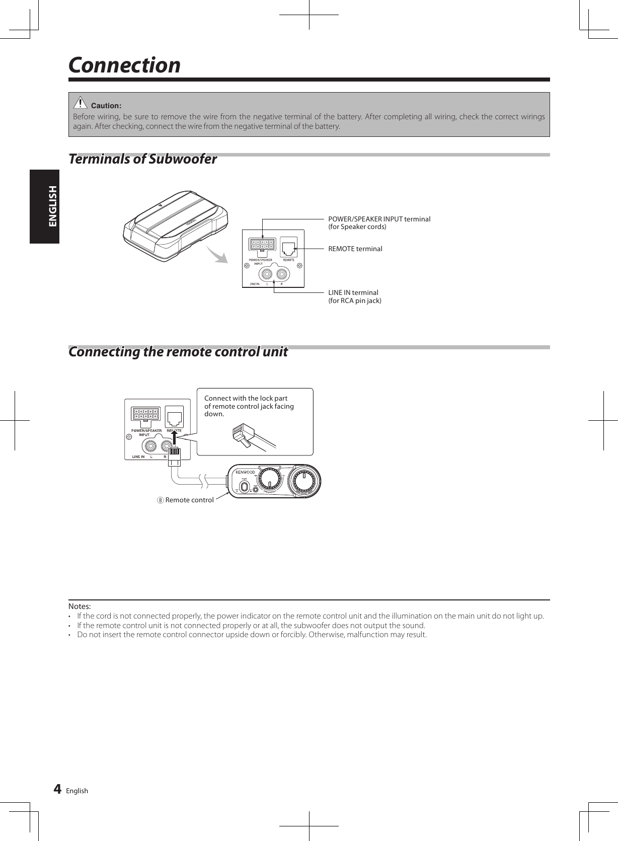 Page 4 of 9 - Kenwood KSC-SW10 User Manual  To The 49fc1589-be59-4cf8-8e18-7ada68ddaabf