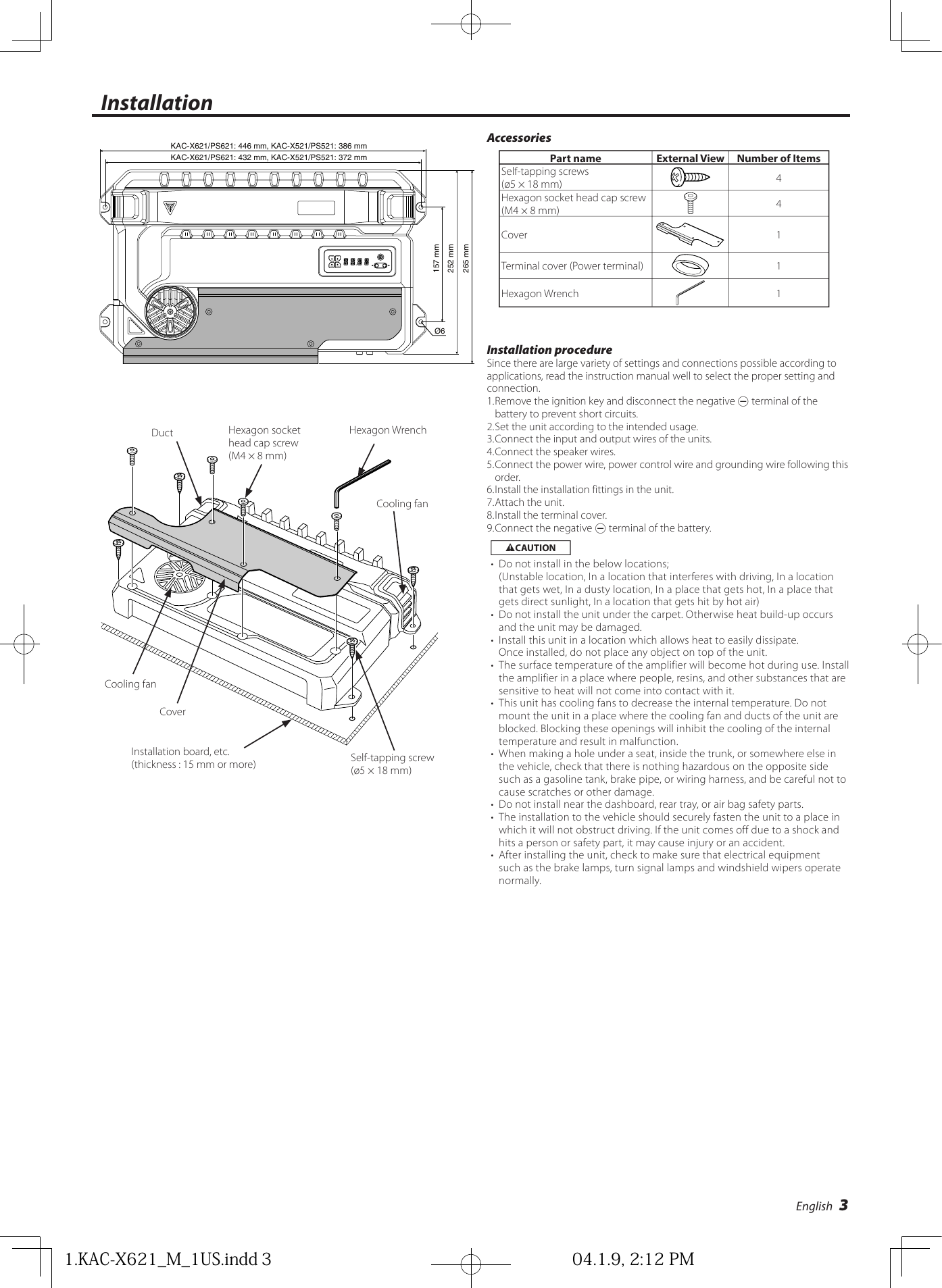 Page 3 of 10 - Kenwood Kenwood-Excelon-Kac-X621-Users-Manual- KAC-X621_PS621_X521_PS521 Kenwood-excelon-kac-x621-users-manual