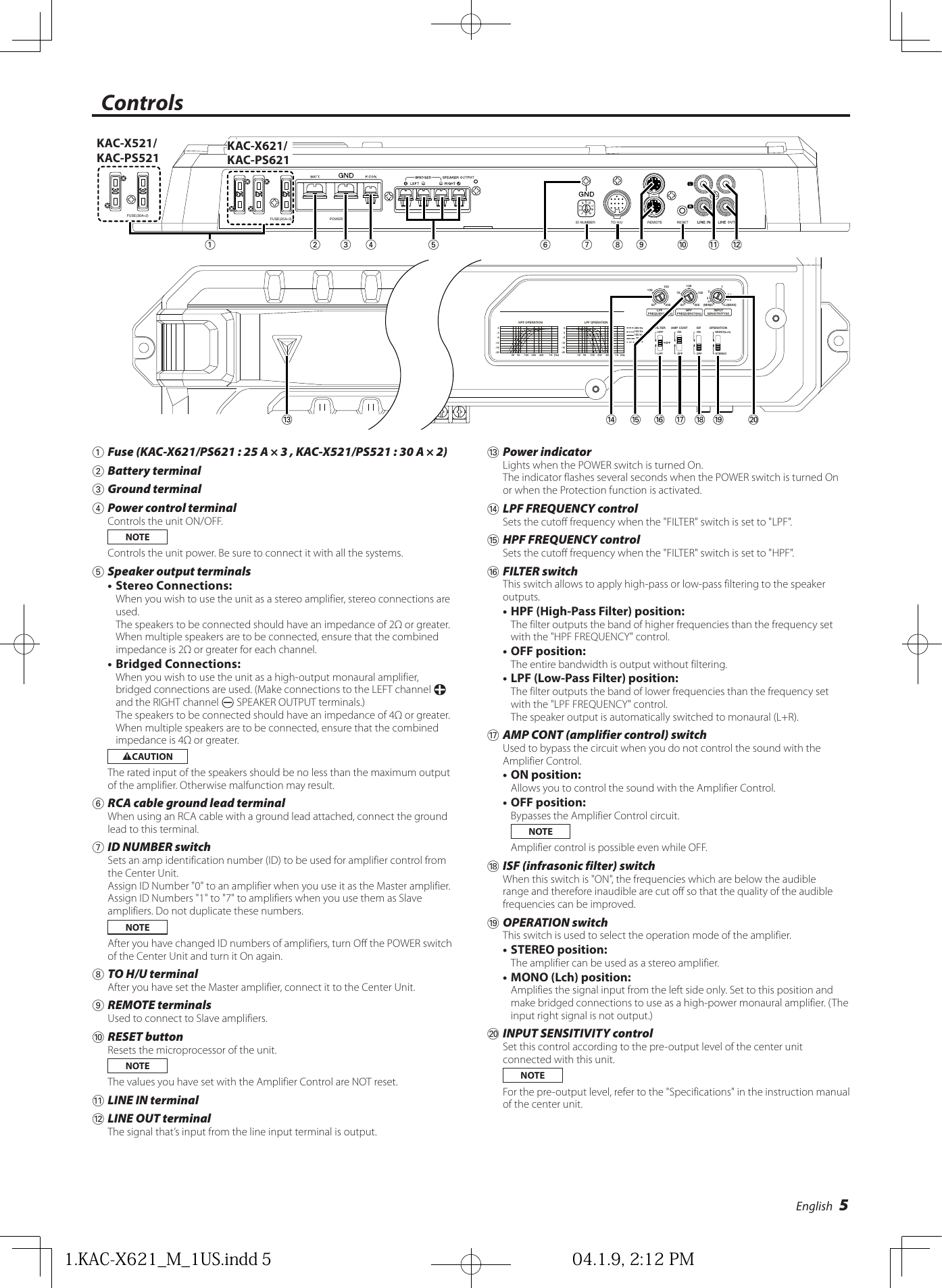 Page 5 of 10 - Kenwood Kenwood-Excelon-Kac-X621-Users-Manual- KAC-X621_PS621_X521_PS521 Kenwood-excelon-kac-x621-users-manual