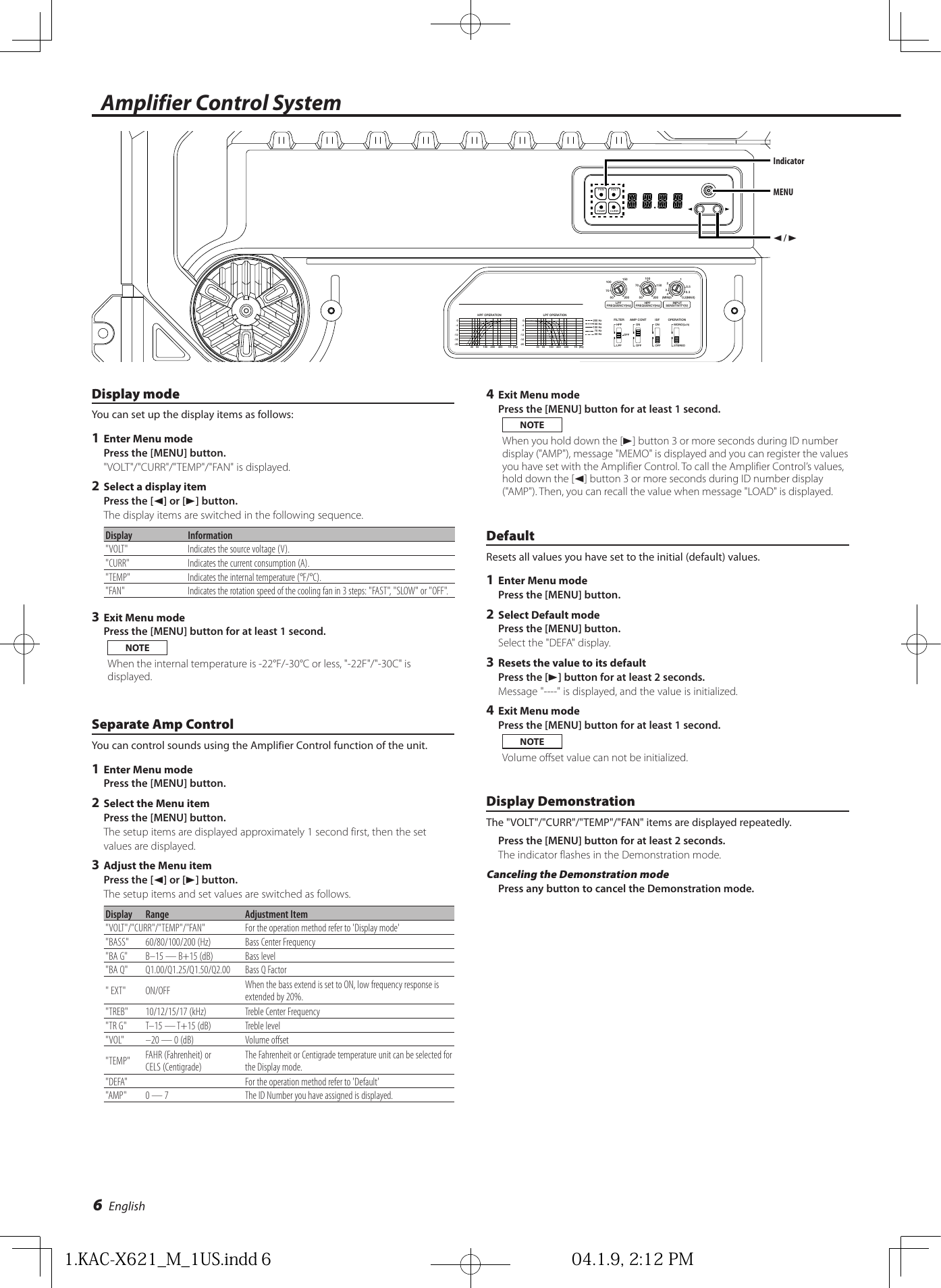 Page 6 of 10 - Kenwood Kenwood-Excelon-Kac-X621-Users-Manual- KAC-X621_PS621_X521_PS521 Kenwood-excelon-kac-x621-users-manual