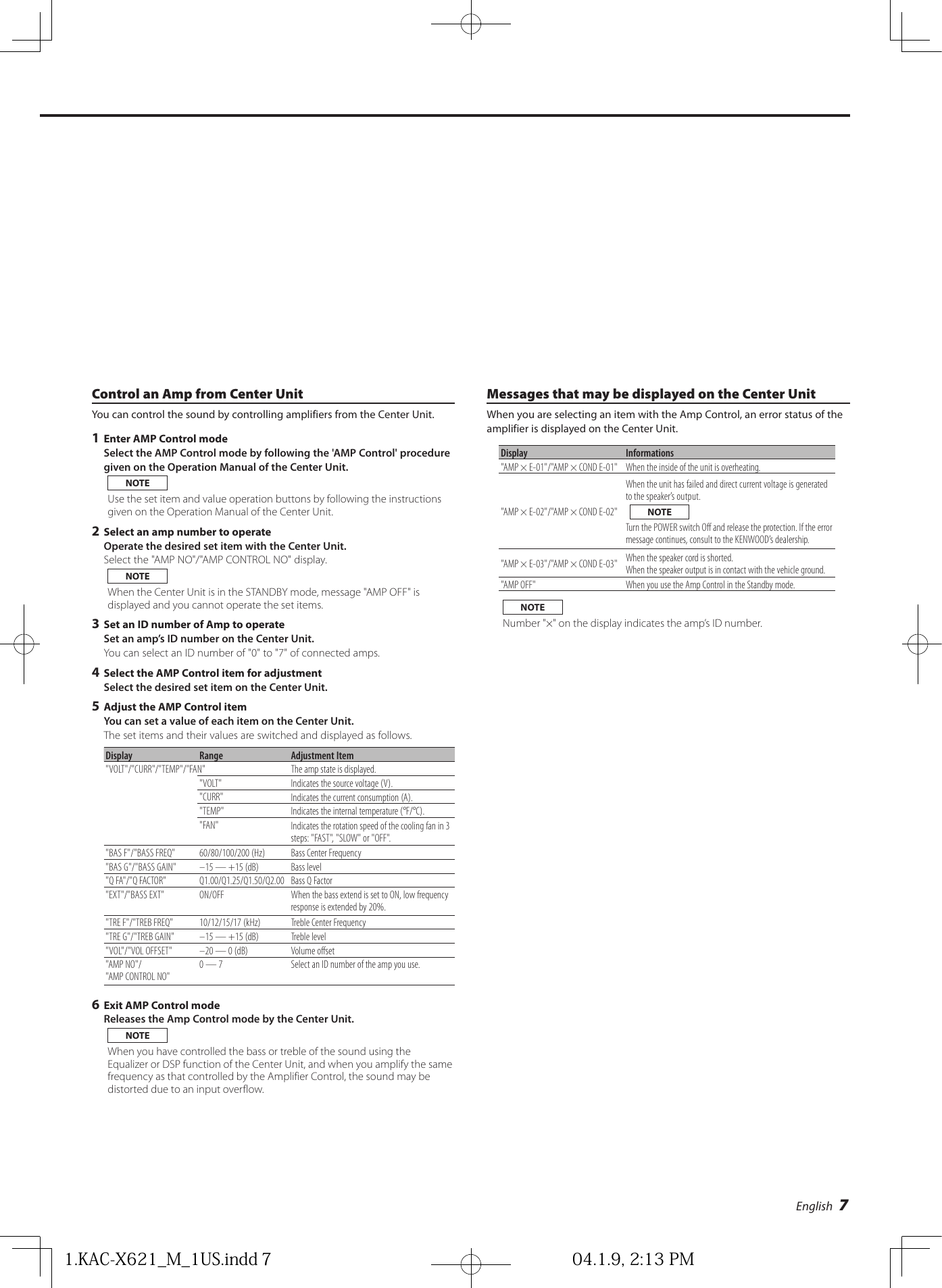 Page 7 of 10 - Kenwood Kenwood-Excelon-Kac-X621-Users-Manual- KAC-X621_PS621_X521_PS521 Kenwood-excelon-kac-x621-users-manual