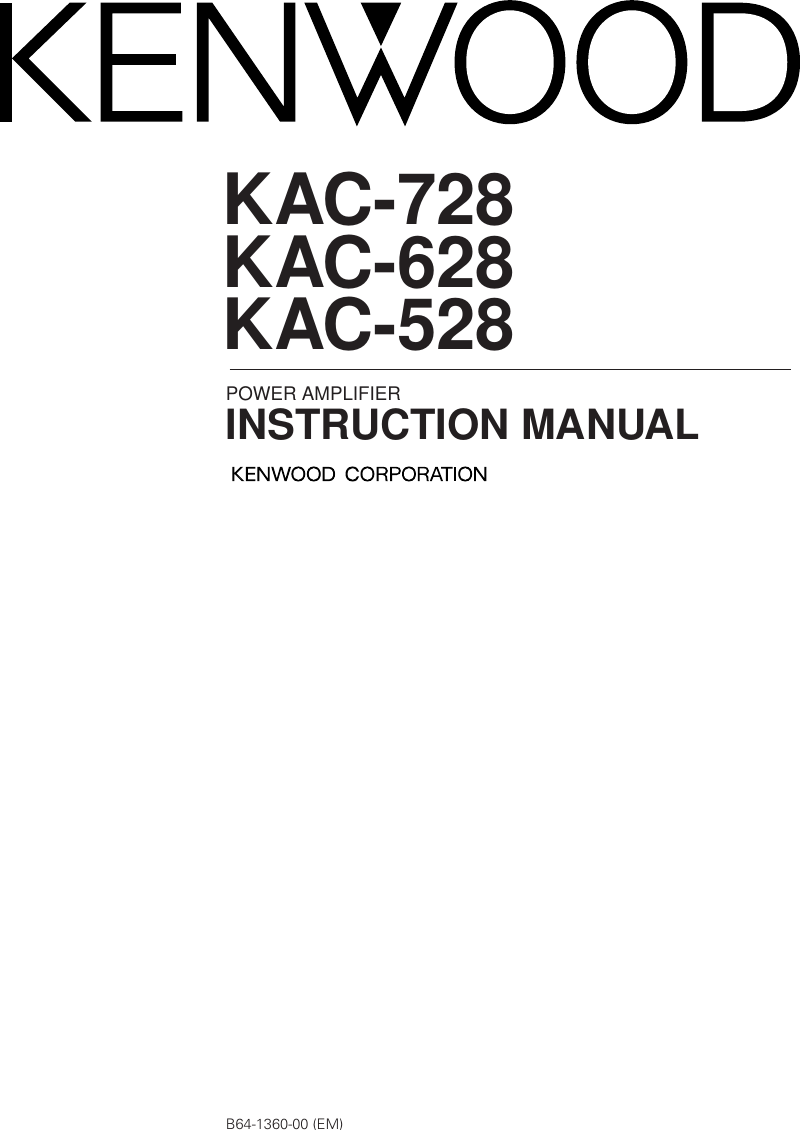 Page 1 of 12 - Kenwood Kenwood-Kac-728-Owner-S-Manual KAC-728-628-528 (EN)
