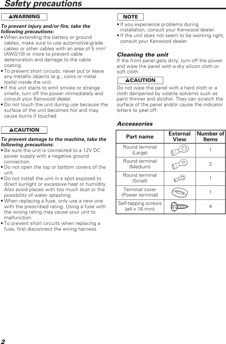 Page 2 of 12 - Kenwood Kenwood-Kac-728-Owner-S-Manual KAC-728-628-528 (EN)