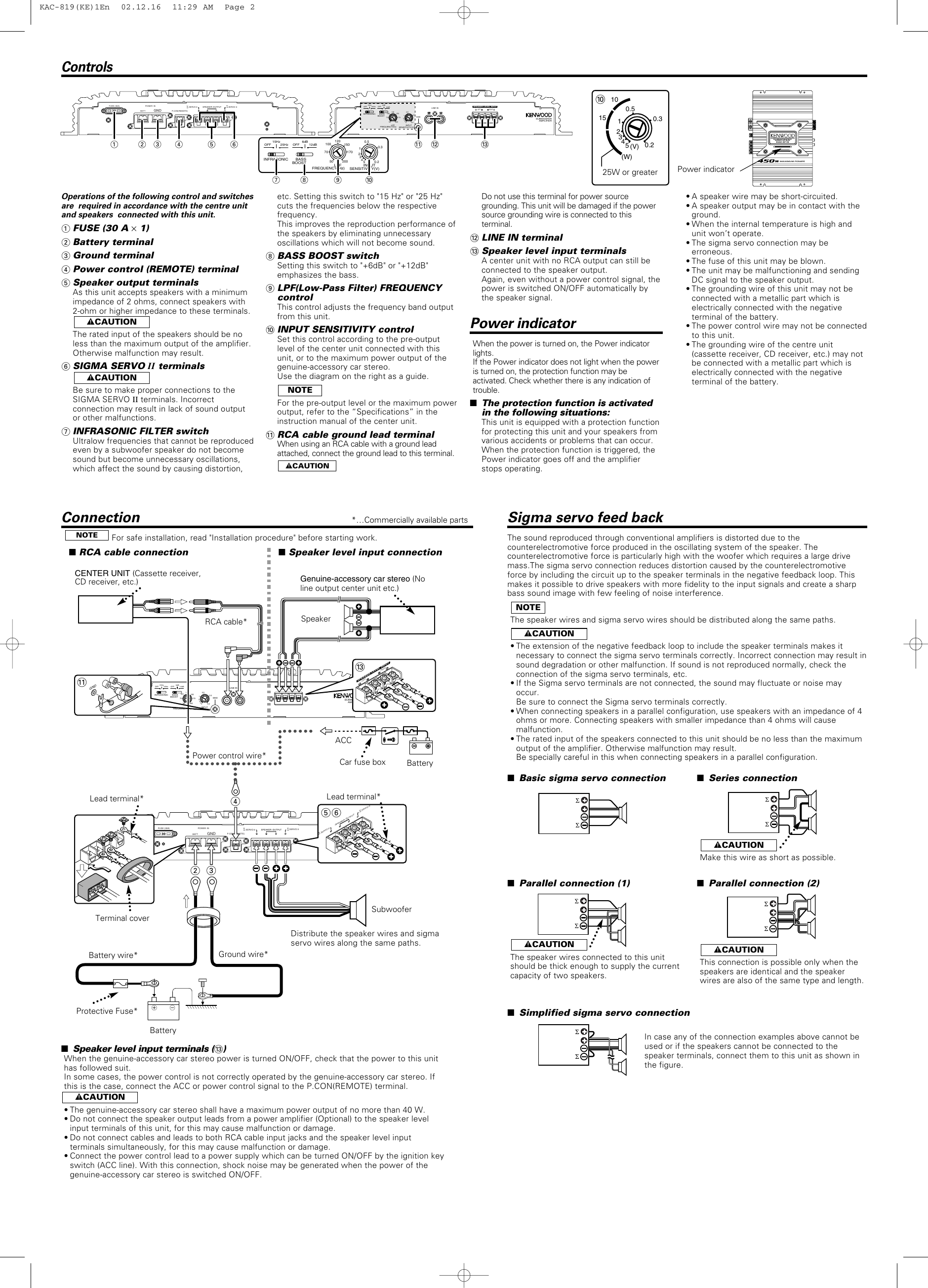 Page 2 of 2 - Kenwood Kenwood-Kac819-Users-Manual- KAC-819  Kenwood-kac819-users-manual