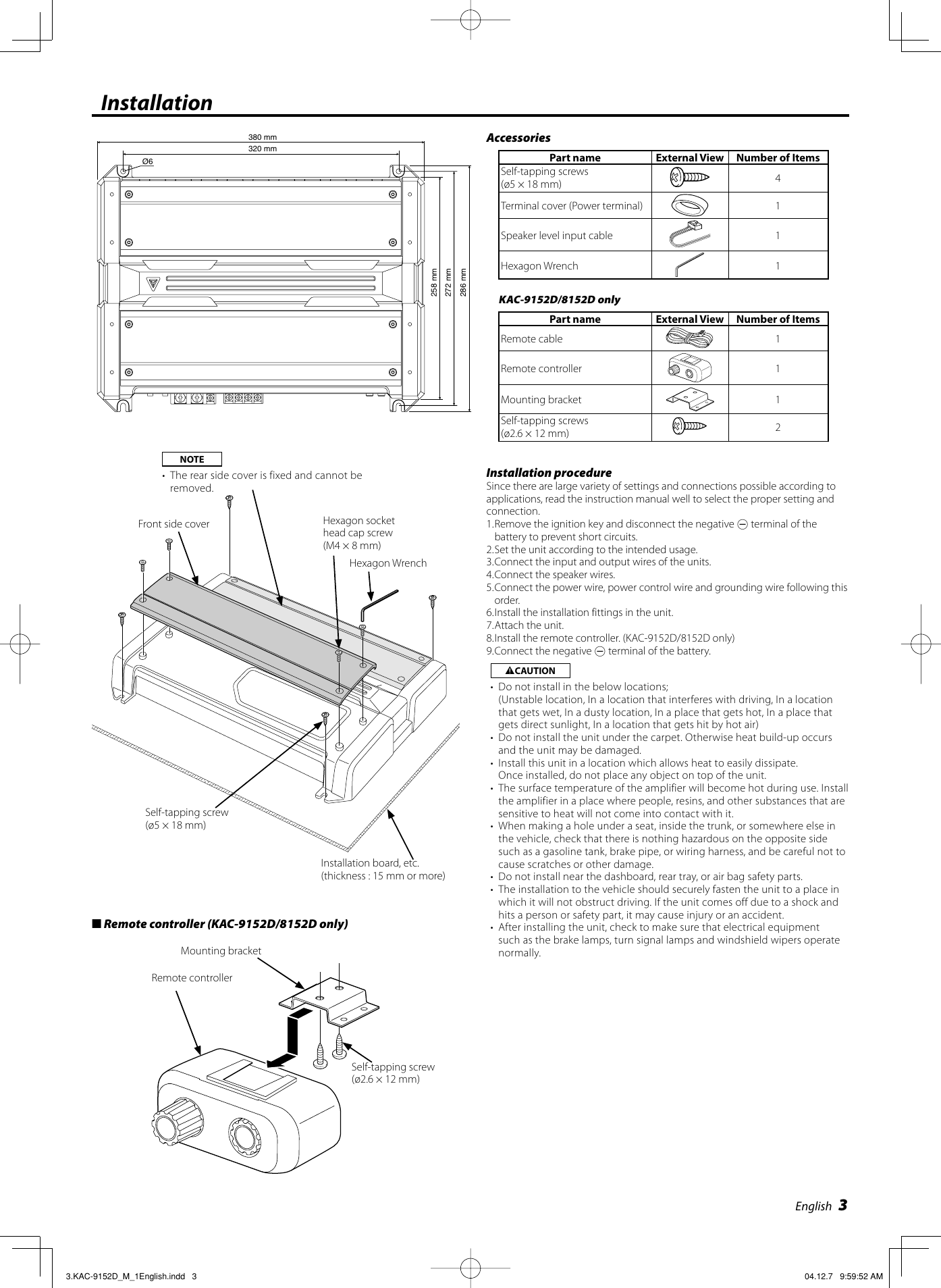 Page 3 of 8 - Kenwood Kenwood-Kac-9152D-Owner-S-Manual KAC-9152D_9102D_8152D_8102D