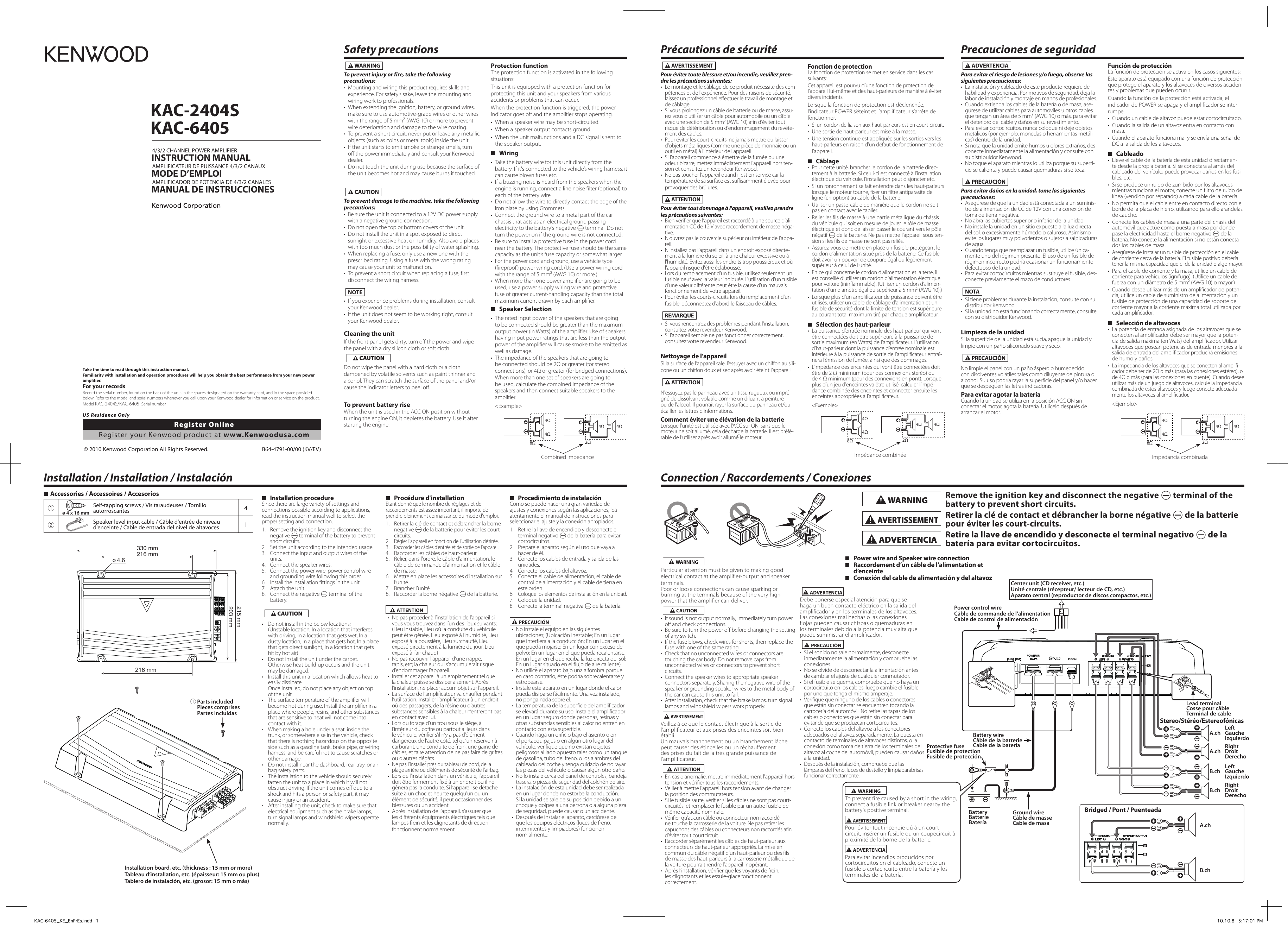 Page 1 of 2 - Kenwood Kenwood-Kenwood-Car-Amplifier-Kac-2404S-Users-Manual- KAC-6405_KE_EnFrEs  Kenwood-kenwood-car-amplifier-kac-2404s-users-manual