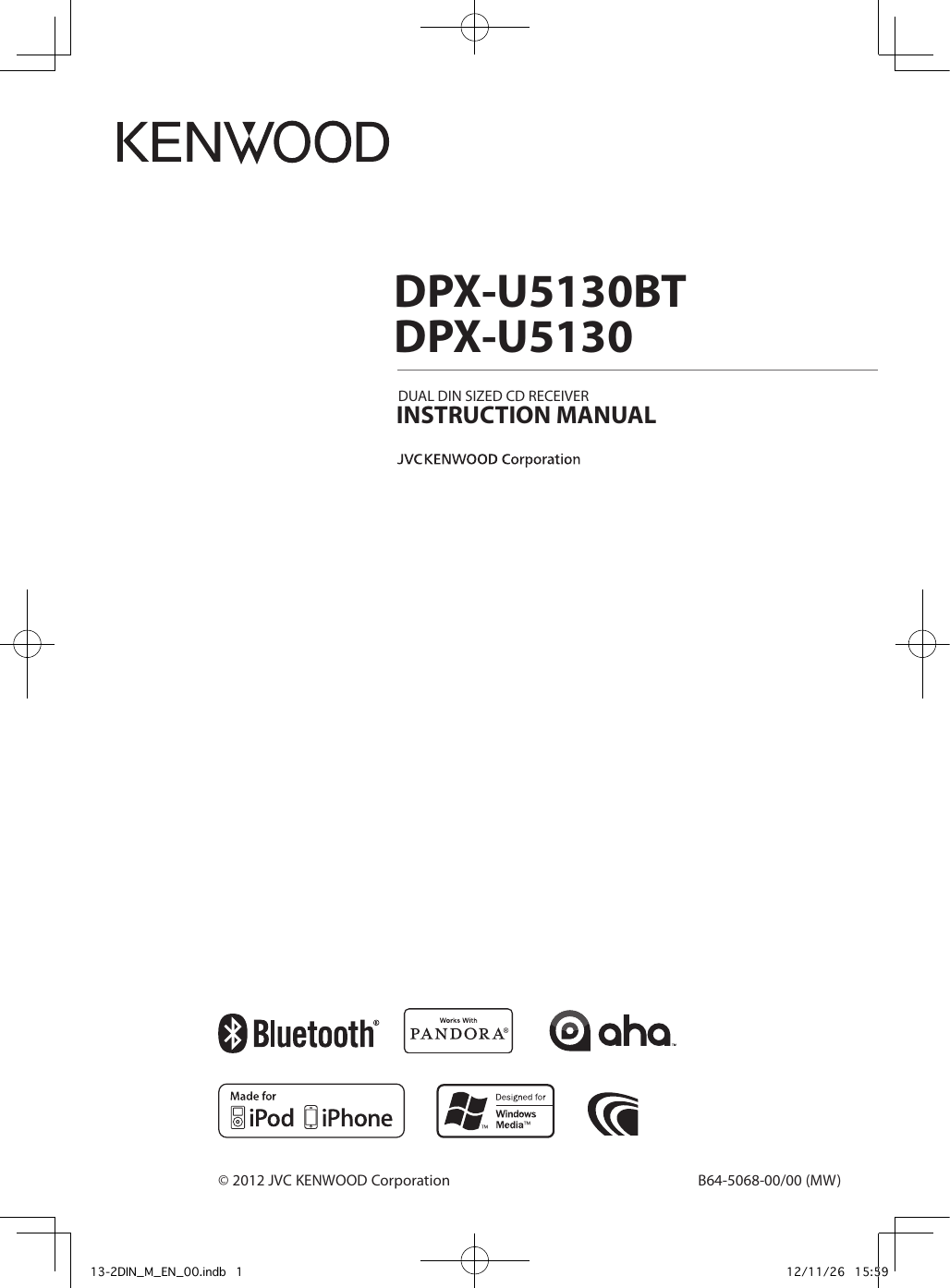 Kenwood Car Stereo System Dpx U5130 Users Manual