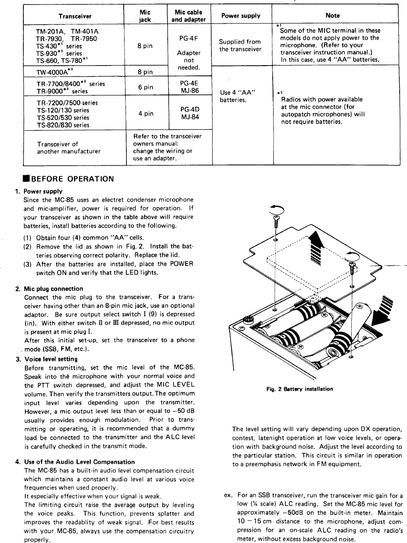 Page 2 of 4 - Kenwood Kenwood-Kenwood-Microphone-Mc-85-Users-Manual-  Kenwood-kenwood-microphone-mc-85-users-manual