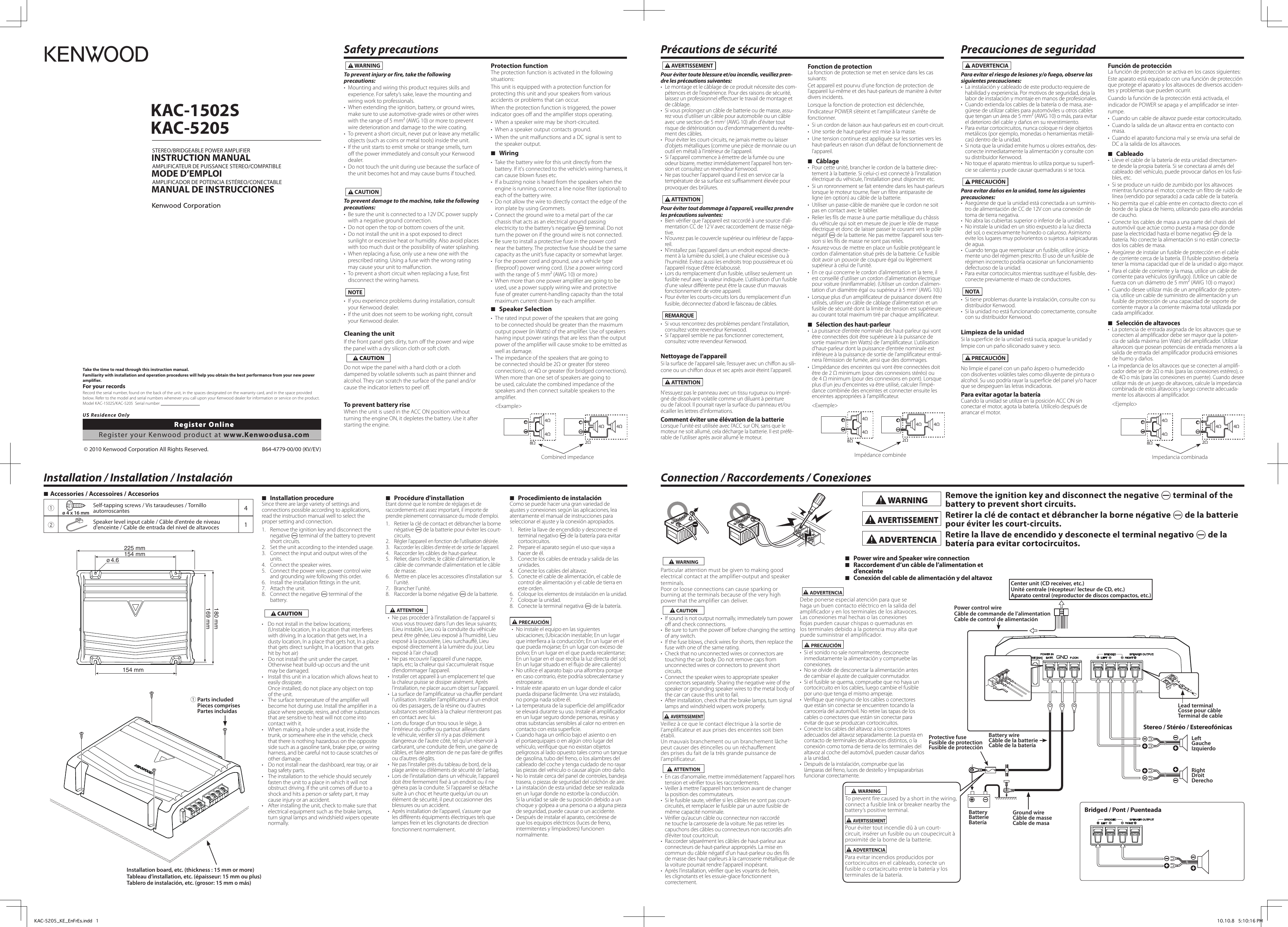 Kenwood Stereo Amplifier Kac 1502S Users Manual 5205_KE_EnFrEs