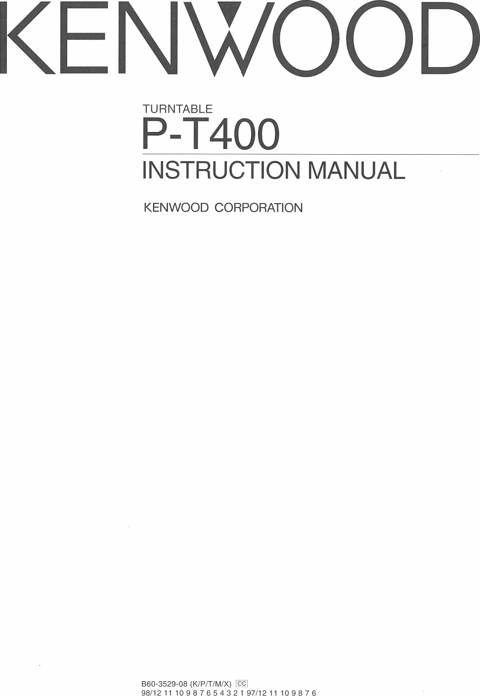 Page 1 of 8 - Kenwood Kenwood-Kenwood-Turntable-P-T400-Users-Manual-  Kenwood-kenwood-turntable-p-t400-users-manual
