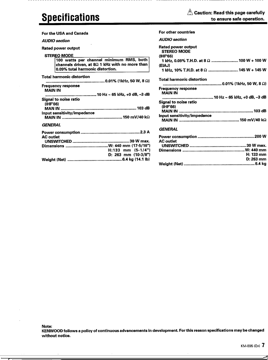 Page 7 of 8 - Kenwood Kenwood-Km-895-Owner-S-Manual KM-895