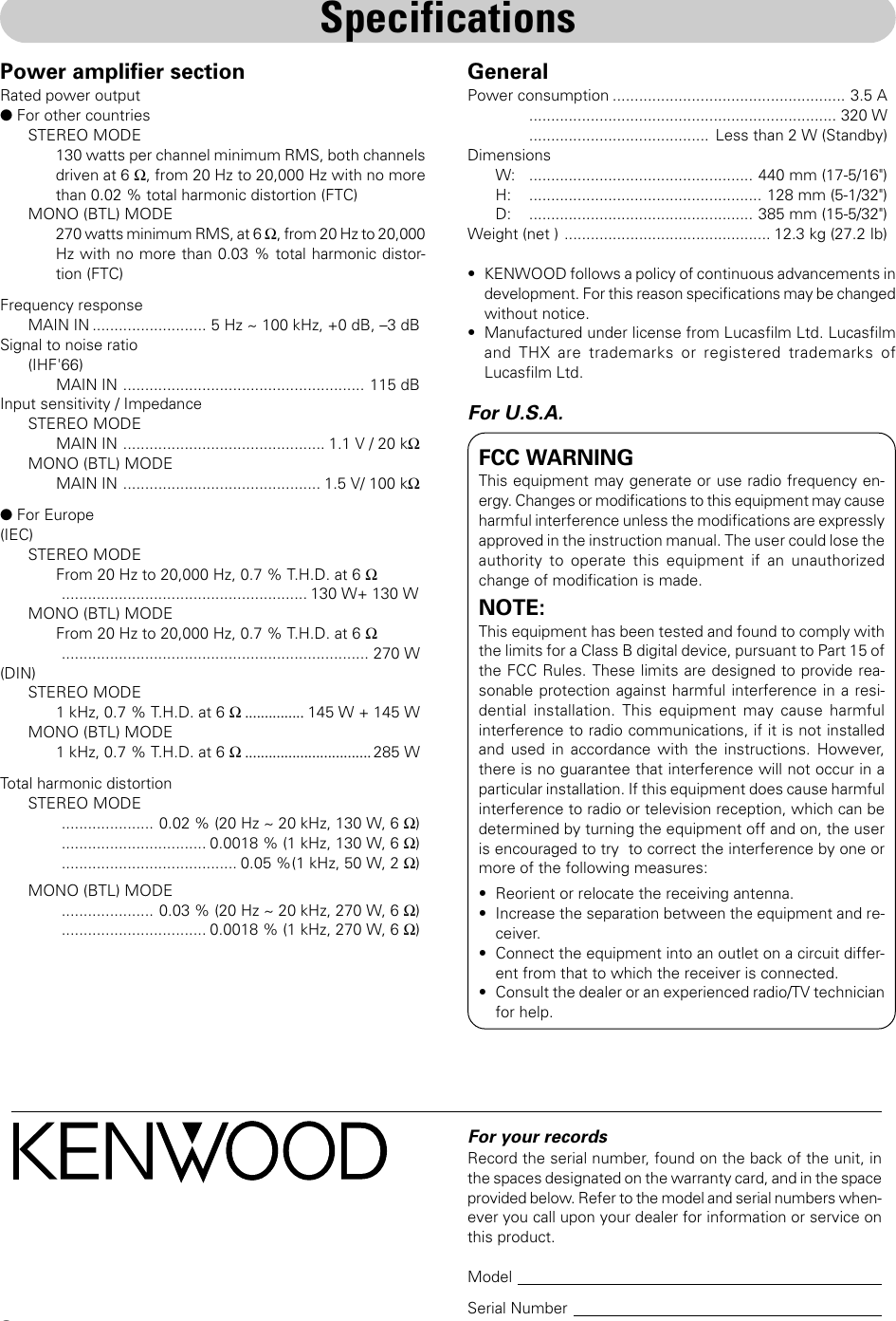 Page 8 of 8 - Kenwood Kenwood-Kmf-X9000-Users-Manual- KMF-X9000  Kenwood-kmf-x9000-users-manual