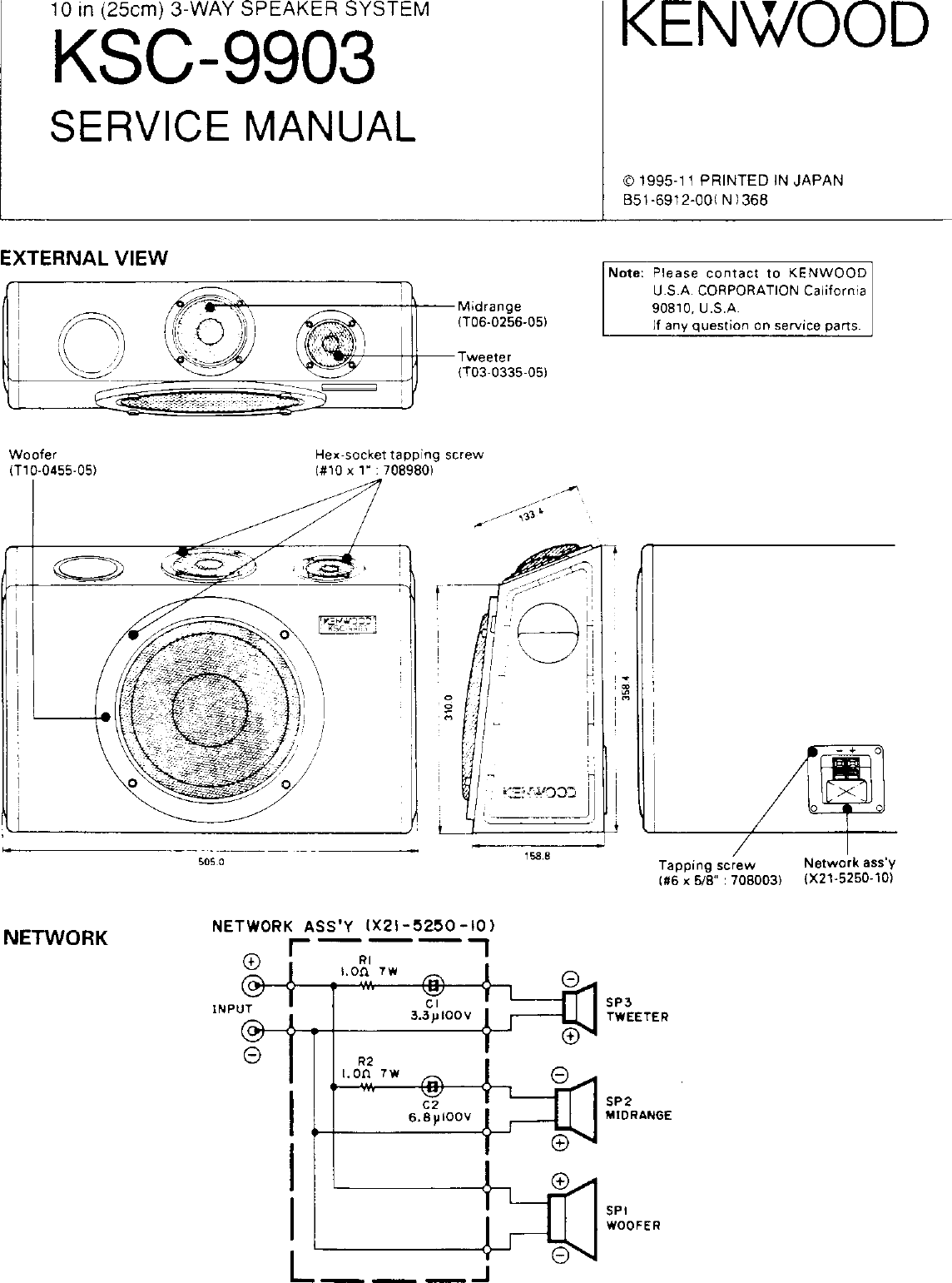 Page 1 of 2 - Kenwood Kenwood-Ksc-9903-Owner-S-Manual