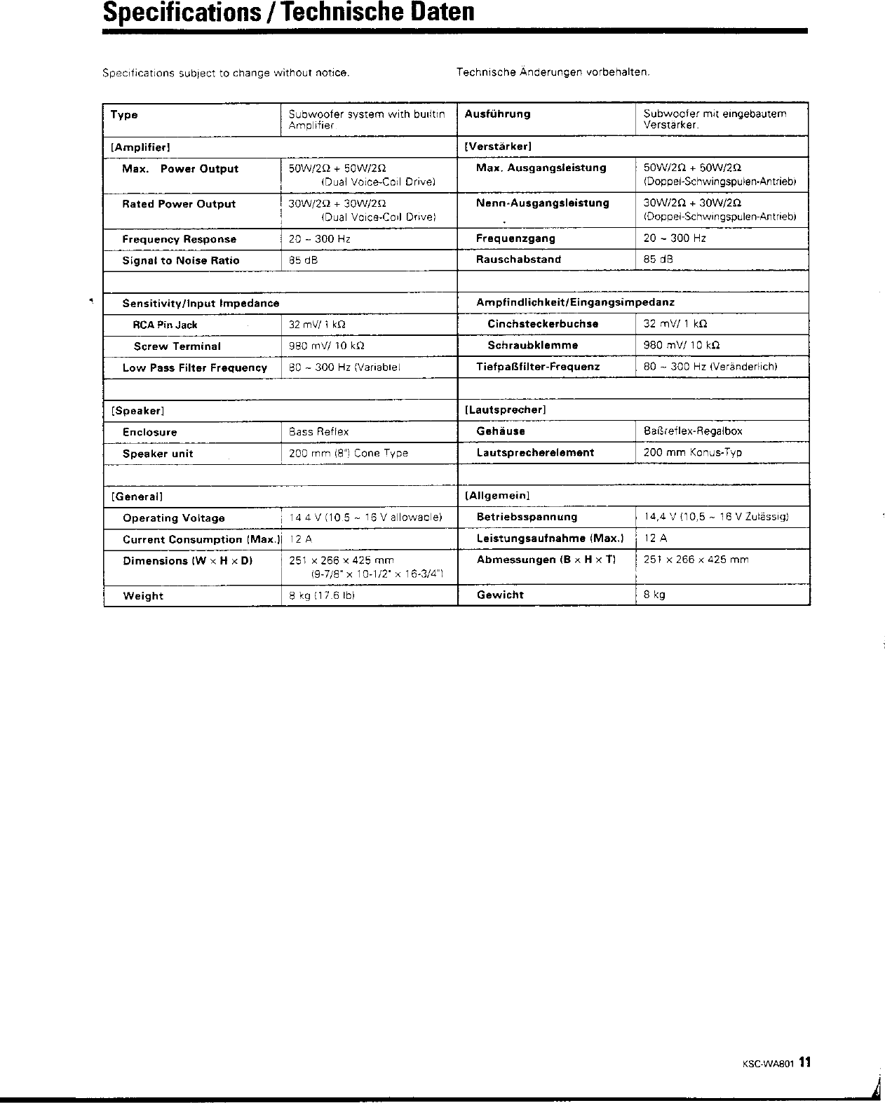 Page 11 of 11 - Kenwood Kenwood-Ksc-Wa801-Owner-S-Manual KSC-WA801