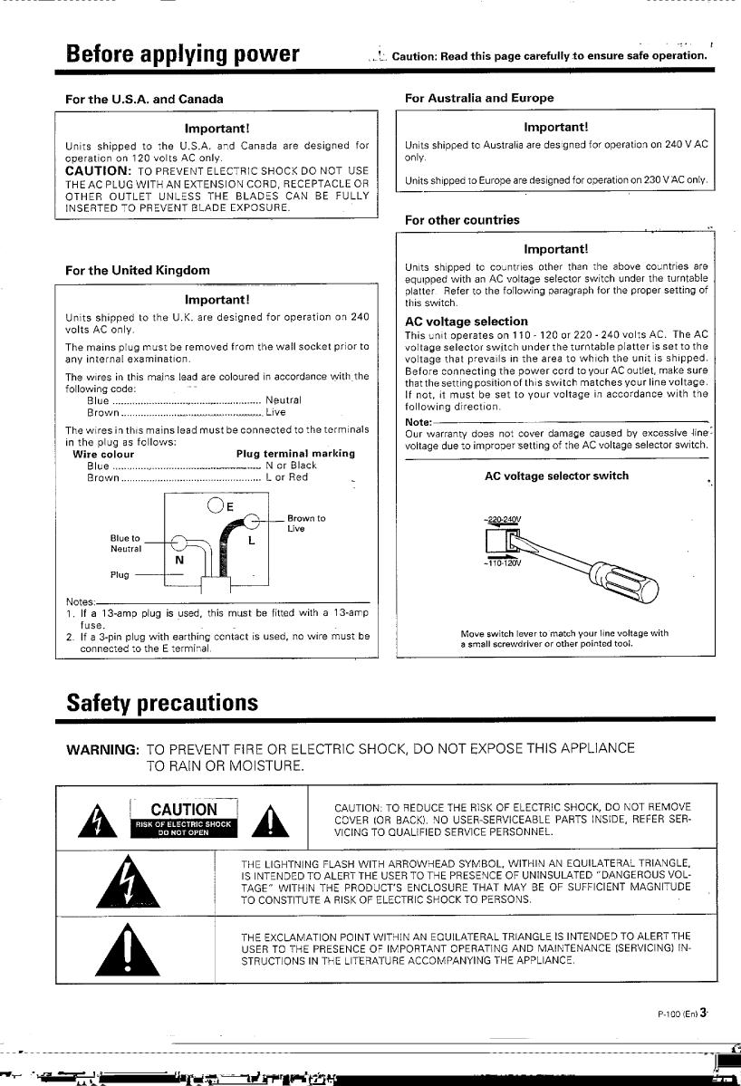 Page 3 of 8 - Kenwood Kenwood-P-100-Owner-S-Manual P-100