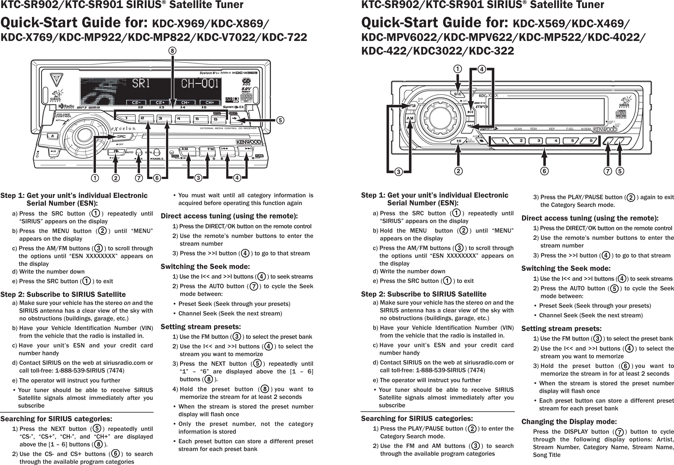 Page 2 of 7 - Kenwood Kenwood-Sirius-Ktc-Sr902-Users-Manual- KTC-SR902_901QuickStart  Kenwood-sirius-ktc-sr902-users-manual