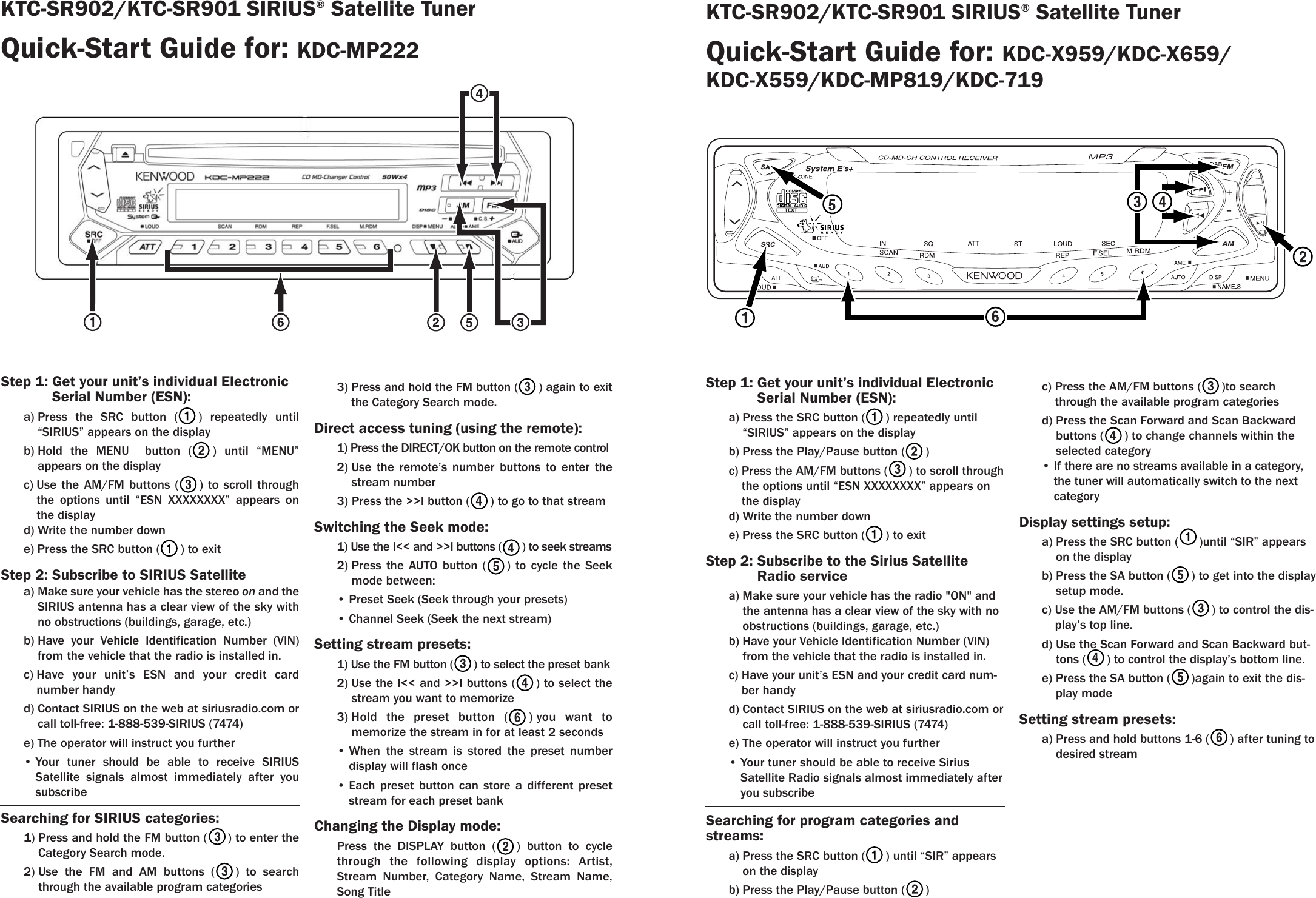 Page 3 of 7 - Kenwood Kenwood-Sirius-Ktc-Sr902-Users-Manual- KTC-SR902_901QuickStart  Kenwood-sirius-ktc-sr902-users-manual