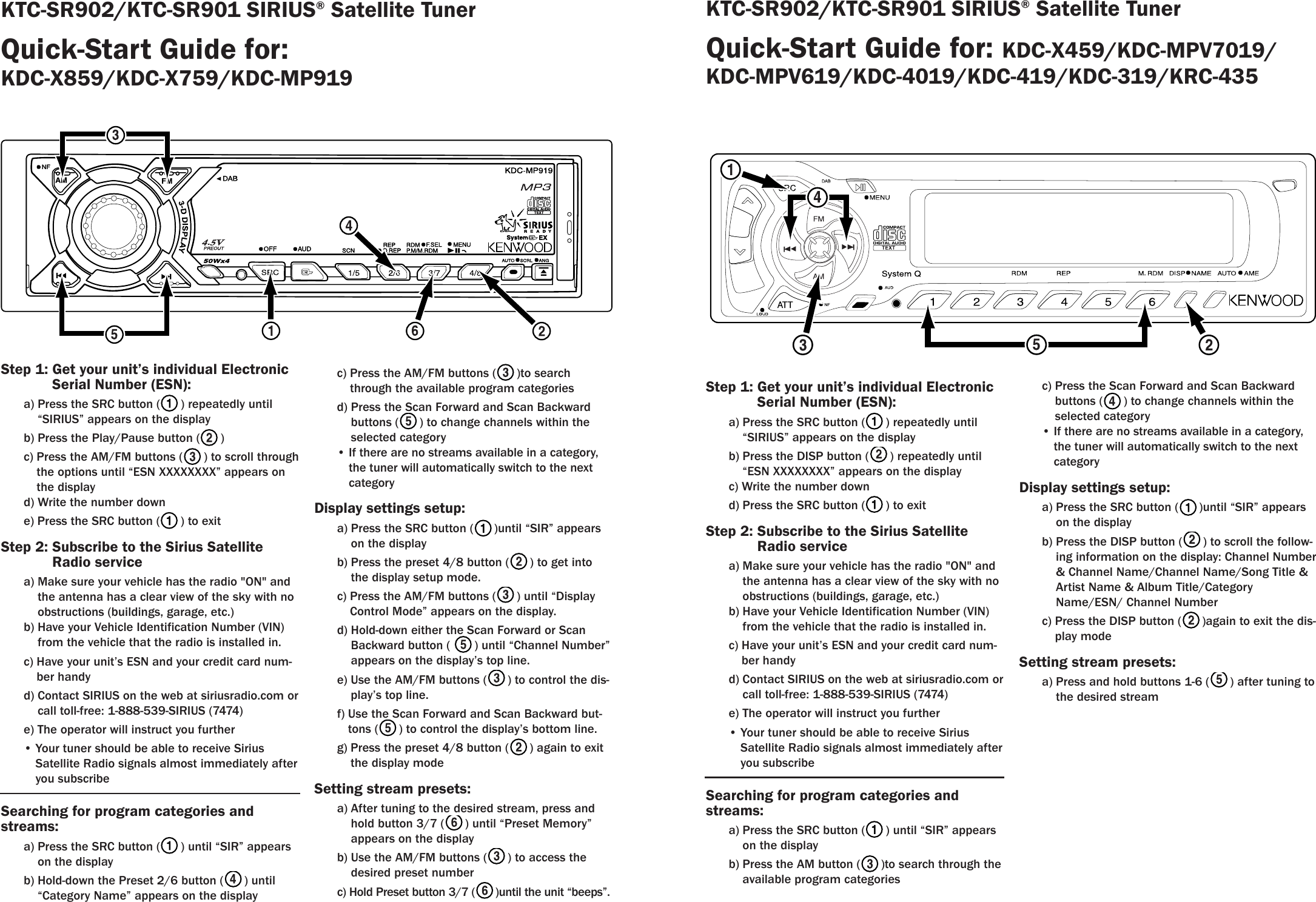 Page 4 of 7 - Kenwood Kenwood-Sirius-Ktc-Sr902-Users-Manual- KTC-SR902_901QuickStart  Kenwood-sirius-ktc-sr902-users-manual