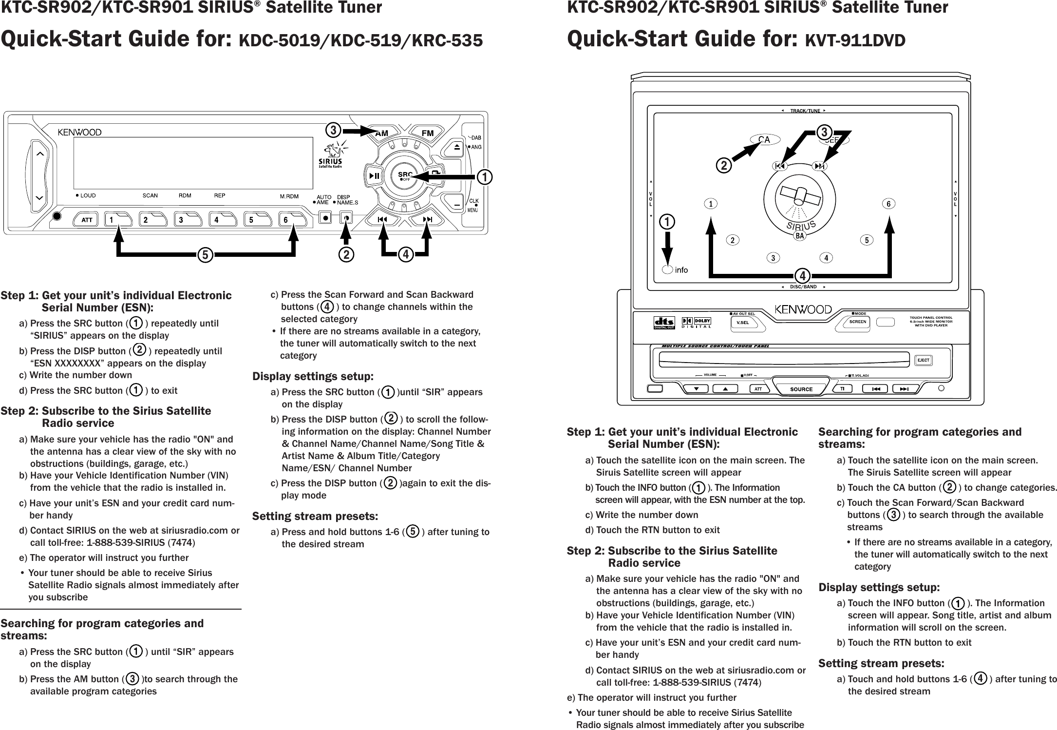 Page 5 of 7 - Kenwood Kenwood-Sirius-Ktc-Sr902-Users-Manual- KTC-SR902_901QuickStart  Kenwood-sirius-ktc-sr902-users-manual