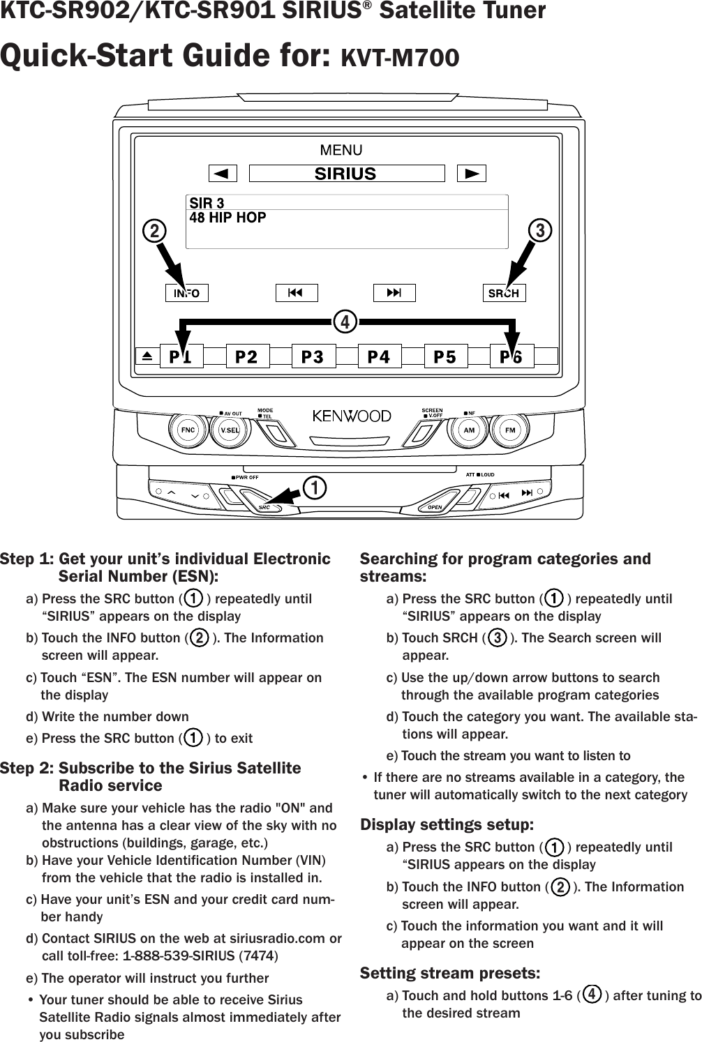 Page 6 of 7 - Kenwood Kenwood-Sirius-Ktc-Sr902-Users-Manual- KTC-SR902_901QuickStart  Kenwood-sirius-ktc-sr902-users-manual