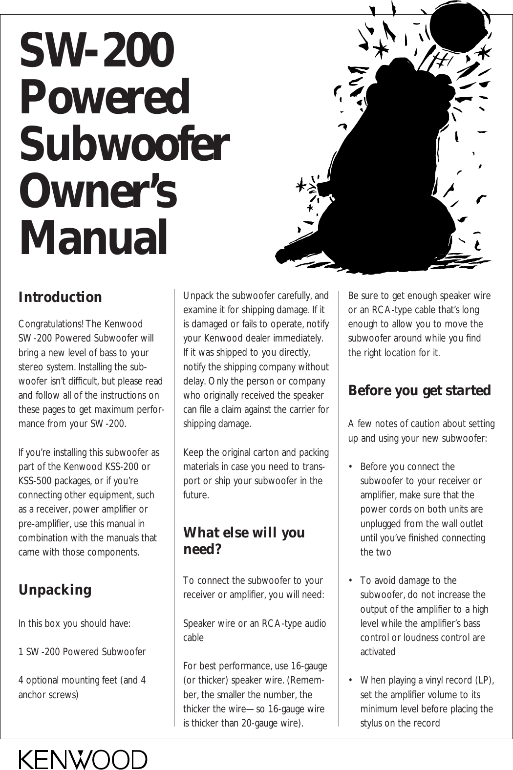 kenwood sw 200 subwoofer