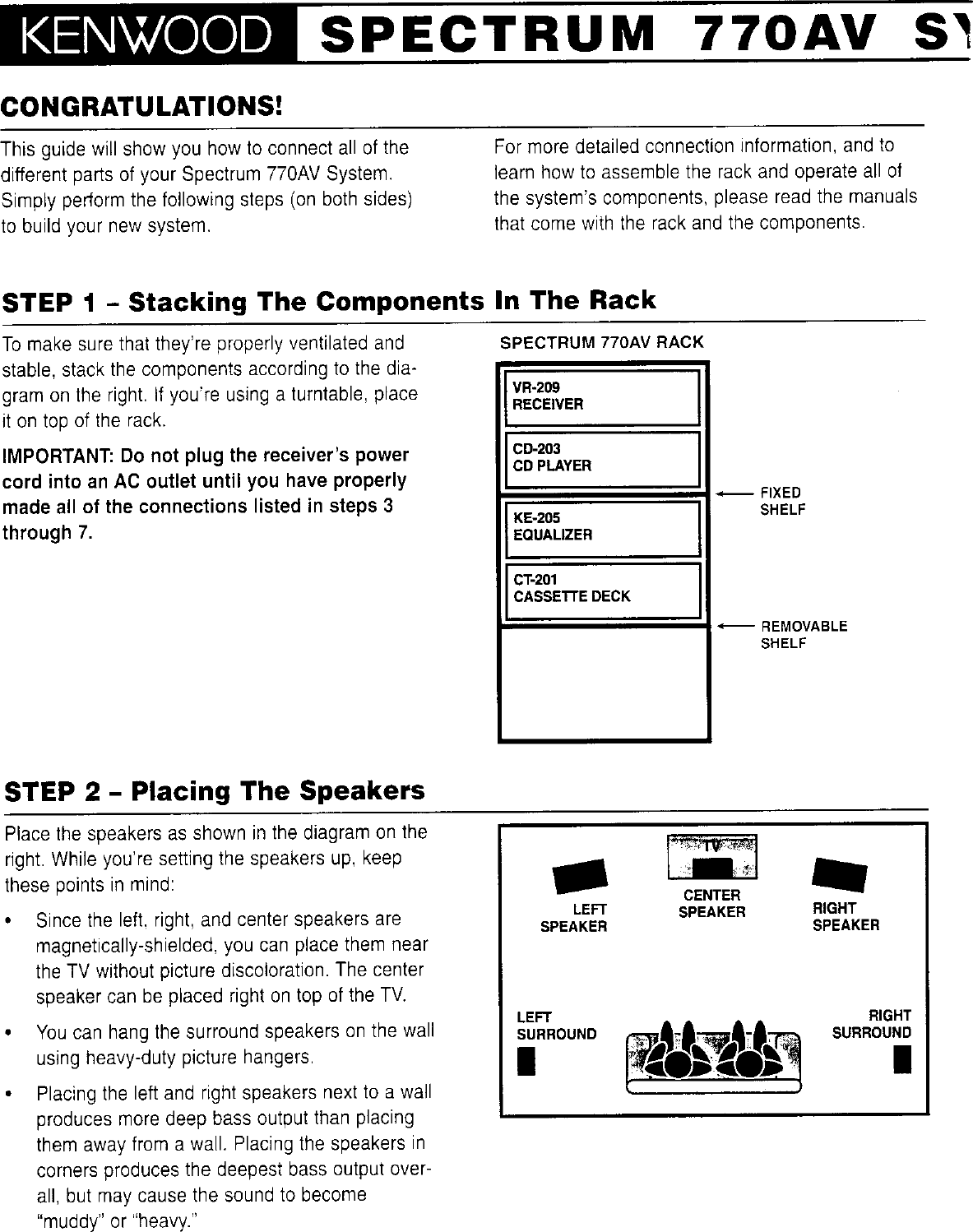 Kenwood Vr 209 Quick Start Guide