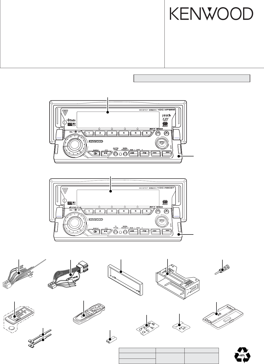 Kenwood W8027 Users Manual KDC MP925_W8027