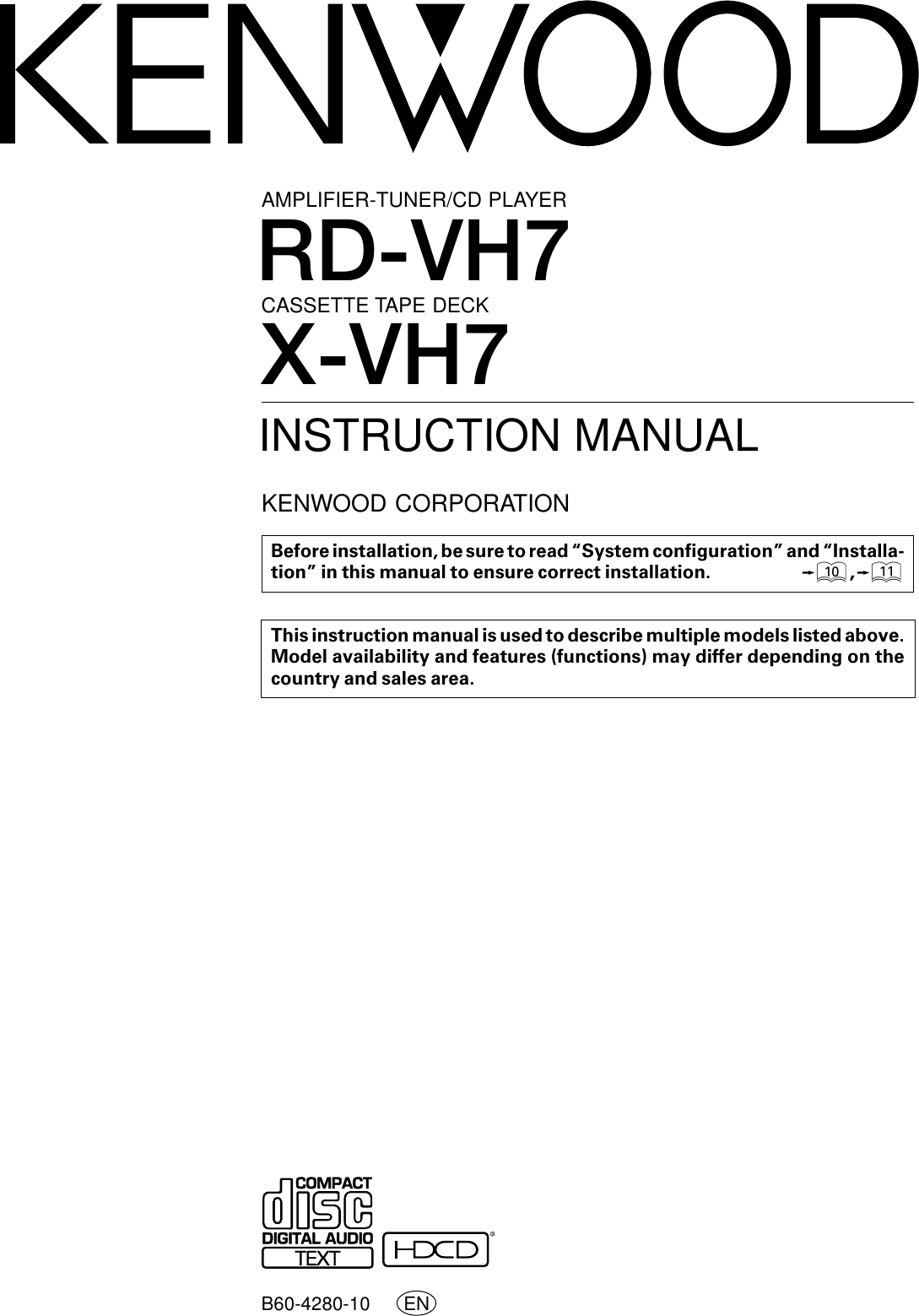 Kenwood X Vh7 Owner S Manual Rdx 1