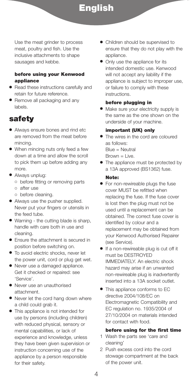 Page 5 of 10 - Kenwood MG700 56116 MG510 English Only User Manual  To The C2f208e2-5127-48a9-98ff-f6516ce845f9