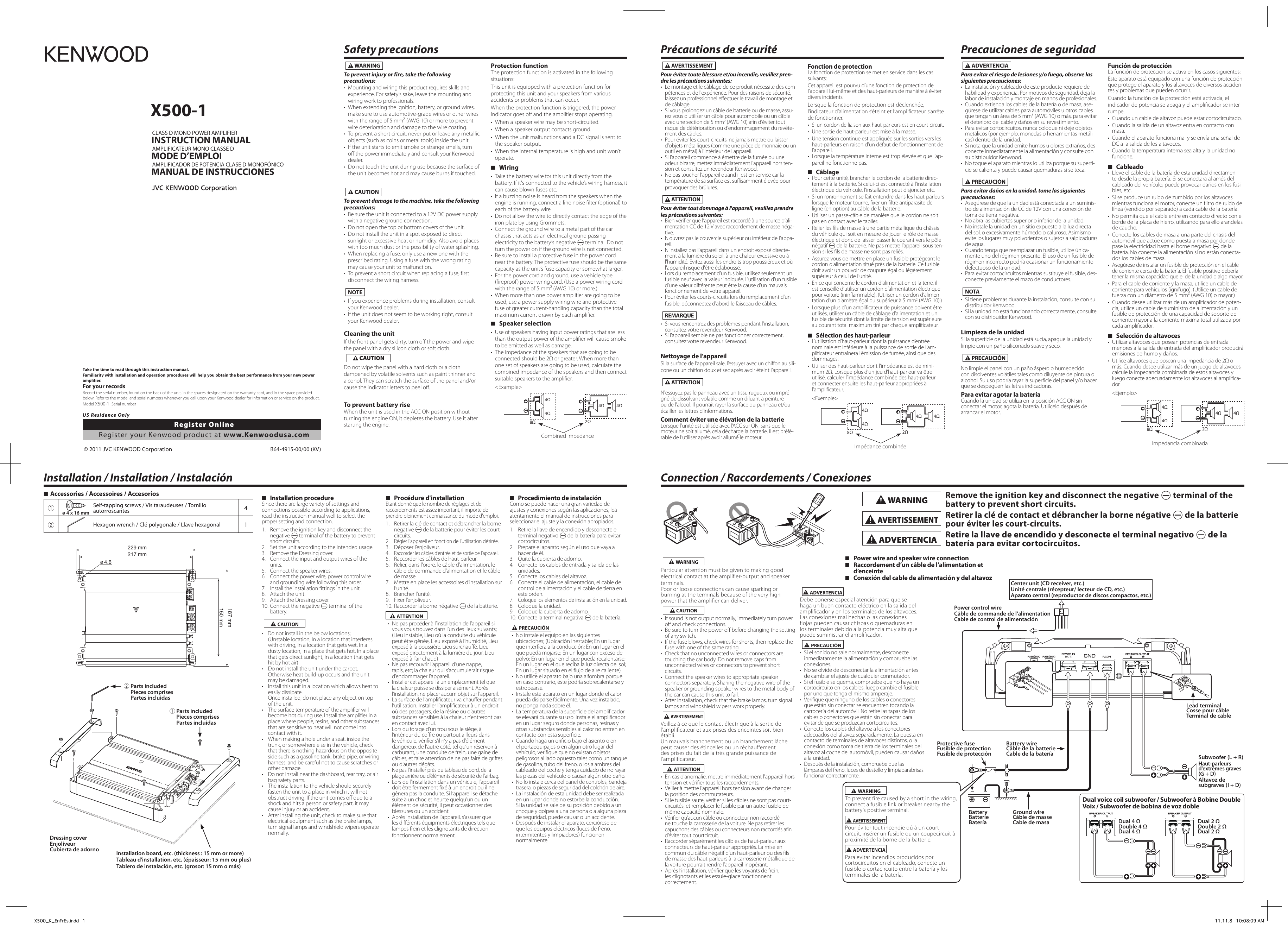 Page 1 of 2 - Kenwood X500-1 X500_K_EnFrEs User Manual  To The 681d82f9-77a4-4d00-aad9-8a6e67607680