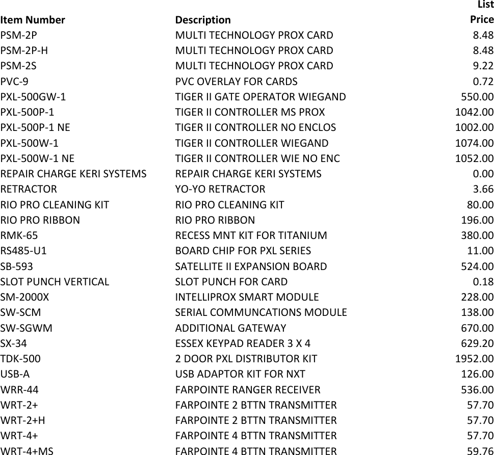 Page 4 of 4 - Keri Systems Price Book 2017 Pricebook