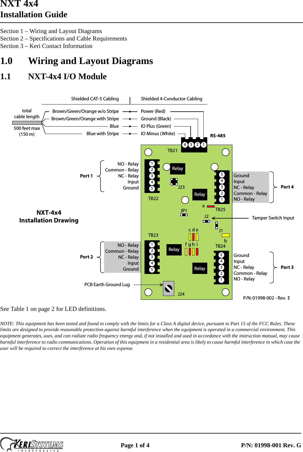 Page 1 of 4 - Keri Systems 4x4_Installation_Guide_G NXT-4x4 Installation Guide 4x4