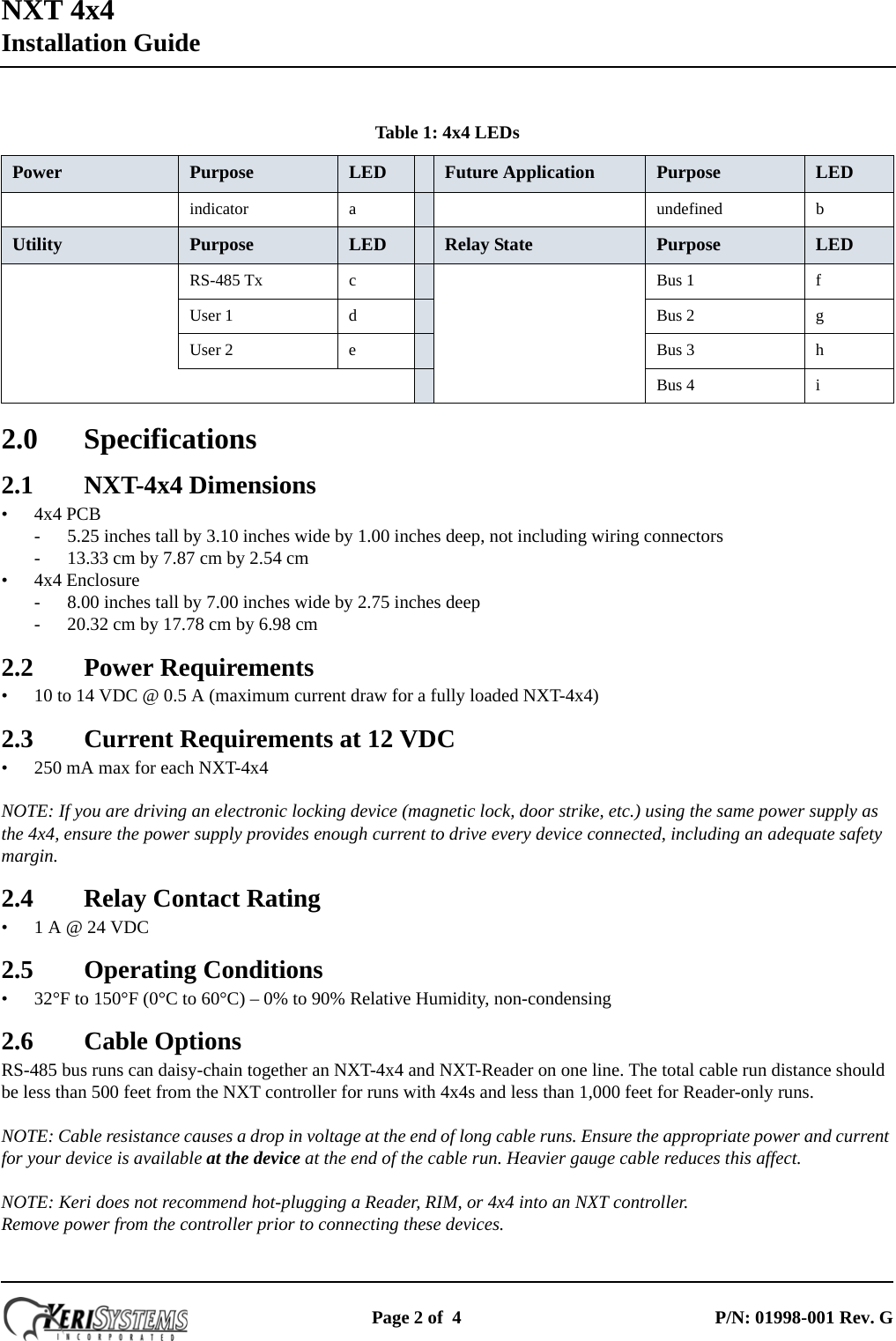 Page 2 of 4 - Keri Systems 4x4_Installation_Guide_G NXT-4x4 Installation Guide 4x4