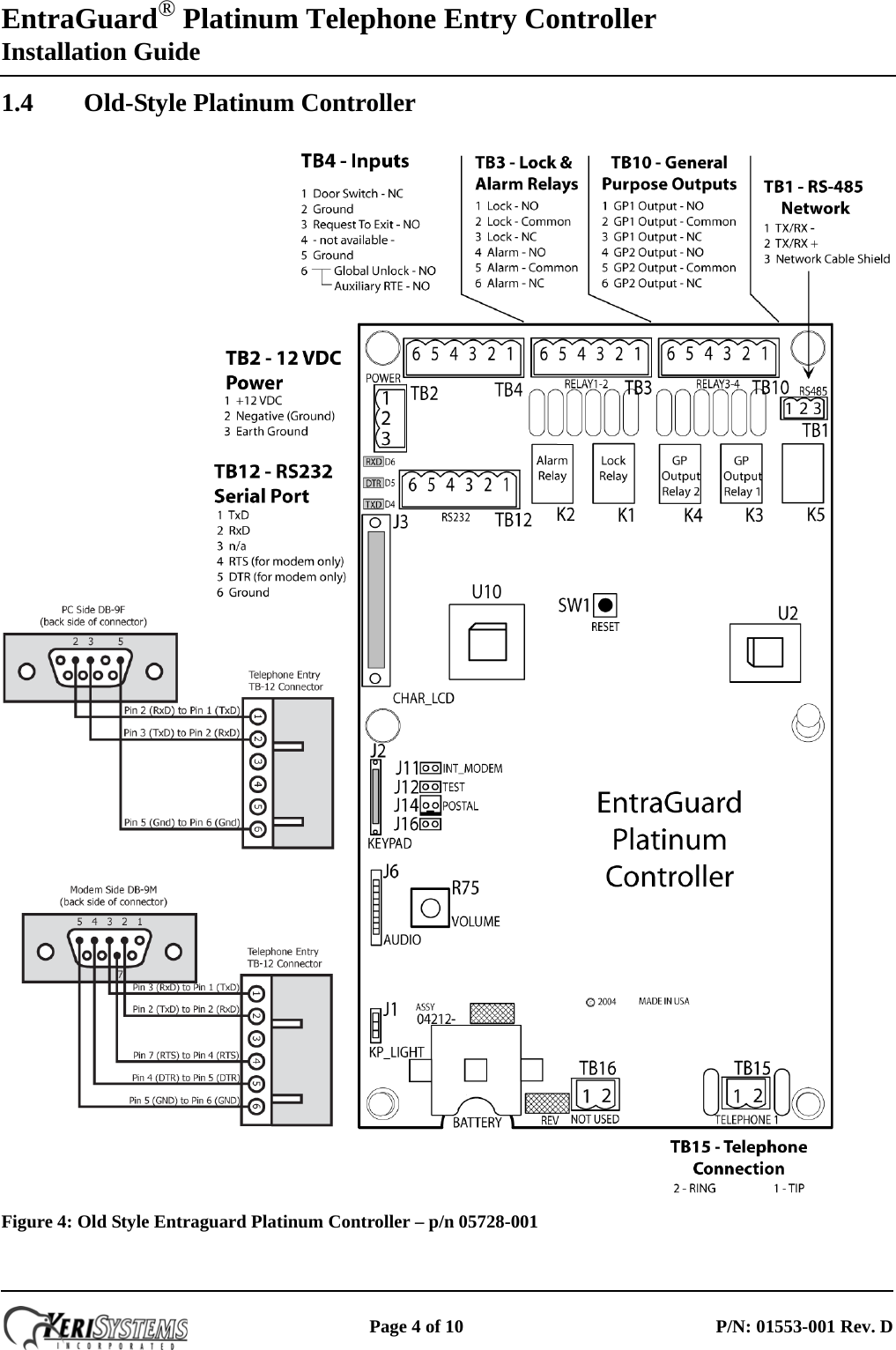 Page 4 of 10 - Keri Systems EntraGuard_Platinum_Installation_Guide Entra Guard Platinum Telephone Entry Controller Installation Guide Entraguard