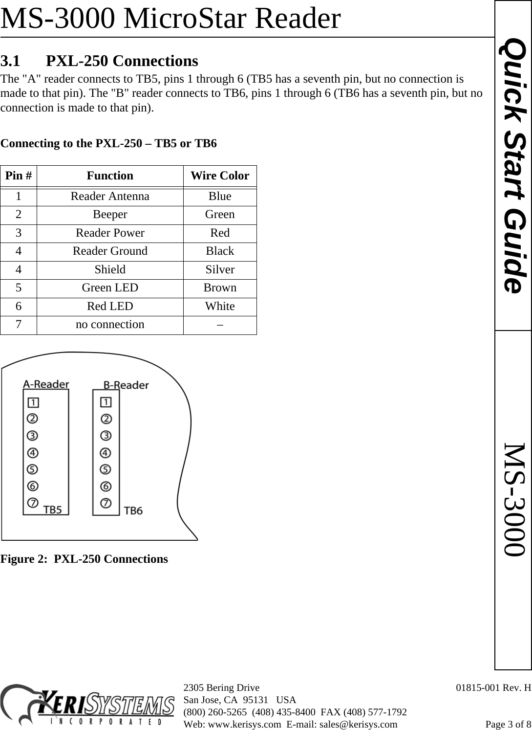 Page 3 of 8 - Keri Systems MS-3000 QSG Micro Star Reader Product Guide Quick Start