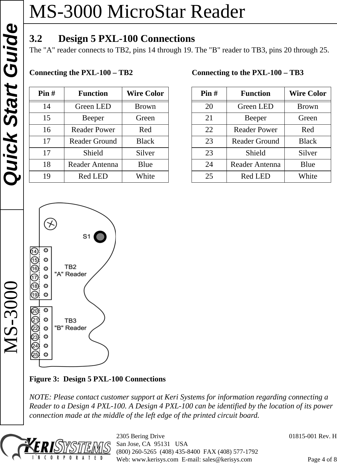 Page 4 of 8 - Keri Systems MS-3000 QSG Micro Star Reader Product Guide Quick Start