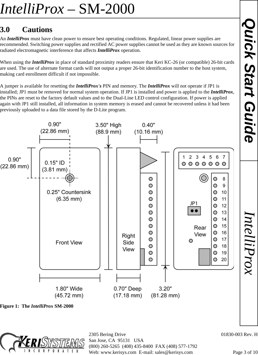 Page 3 of 10 - Keri Systems Ip2000 SM-2000 Intelli Prox Quick Start Guide