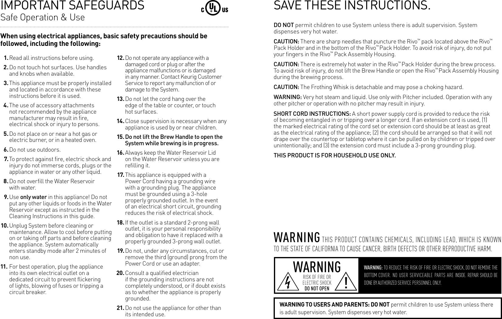 Page 2 of 11 - Keurig Keurig-Rivo-Cappuccino-And-Latte-System-User-Guide-  Keurig-rivo-cappuccino-and-latte-system-user-guide