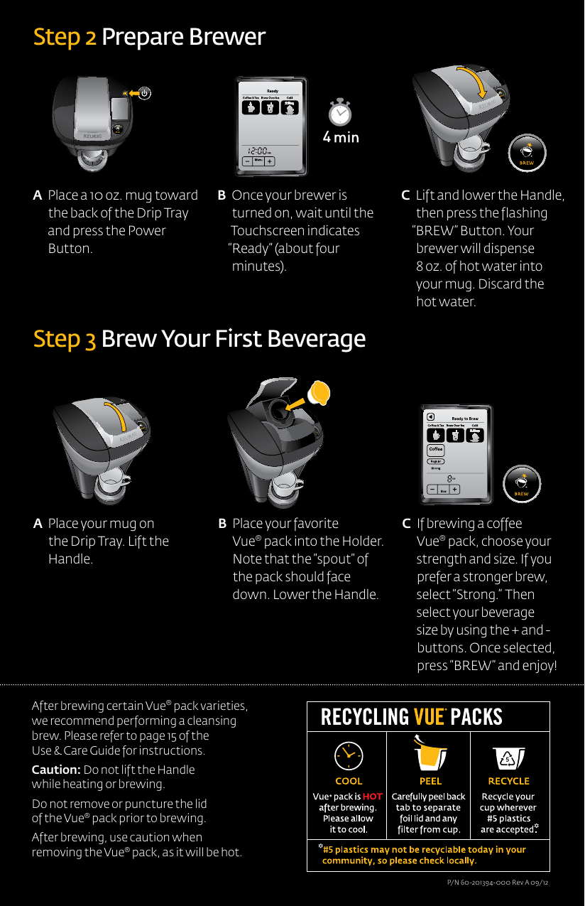 Page 2 of 2 - Keurig Keurig-Vue-V-500-Brewer-Quick-Guide-  Keurig-vue-v-500-brewer-quick-guide
