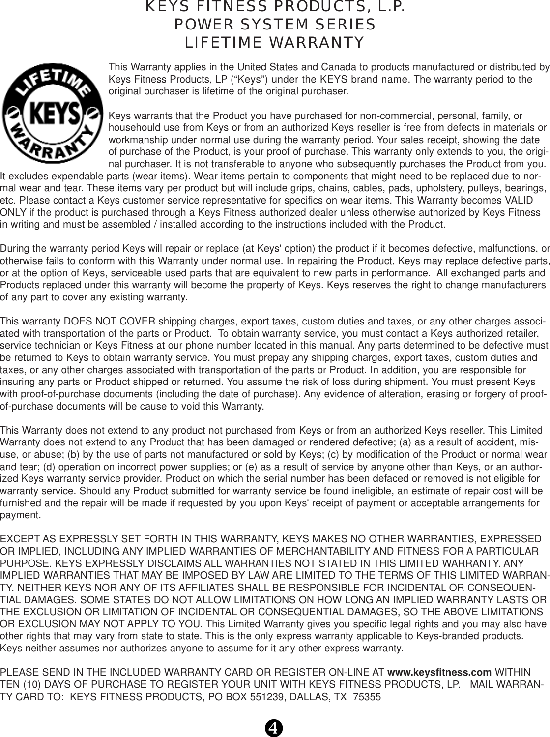 Page 6 of 8 - Keys-Fitness Keys-Fitness-Leg-Attachment-Kps-Lega-Users-Manual-  Keys-fitness-leg-attachment-kps-lega-users-manual