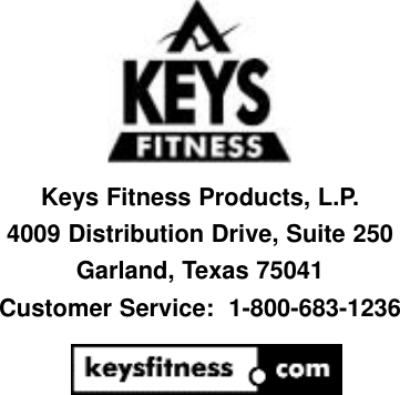 Page 8 of 8 - Keys-Fitness Keys-Fitness-Leg-Attachment-Kps-Lega-Users-Manual-  Keys-fitness-leg-attachment-kps-lega-users-manual
