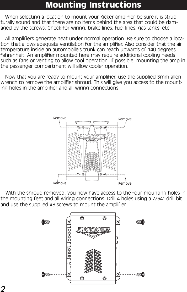 Page 2 of 9 - Kicker Kicker-2003-Kx75-2-Owners-Manual- 2002 KX75.2 Amplifier Manual  Kicker-2003-kx75-2-owners-manual