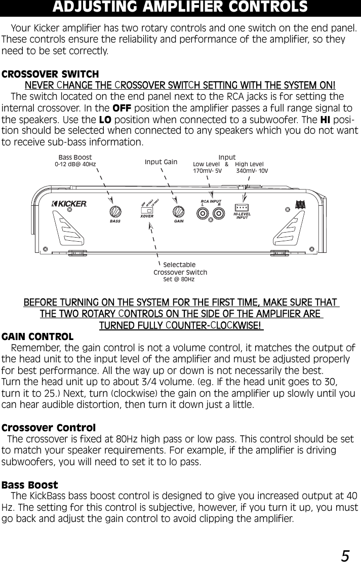 Page 5 of 9 - Kicker Kicker-2003-Kx75-2-Owners-Manual- 2002 KX75.2 Amplifier Manual  Kicker-2003-kx75-2-owners-manual
