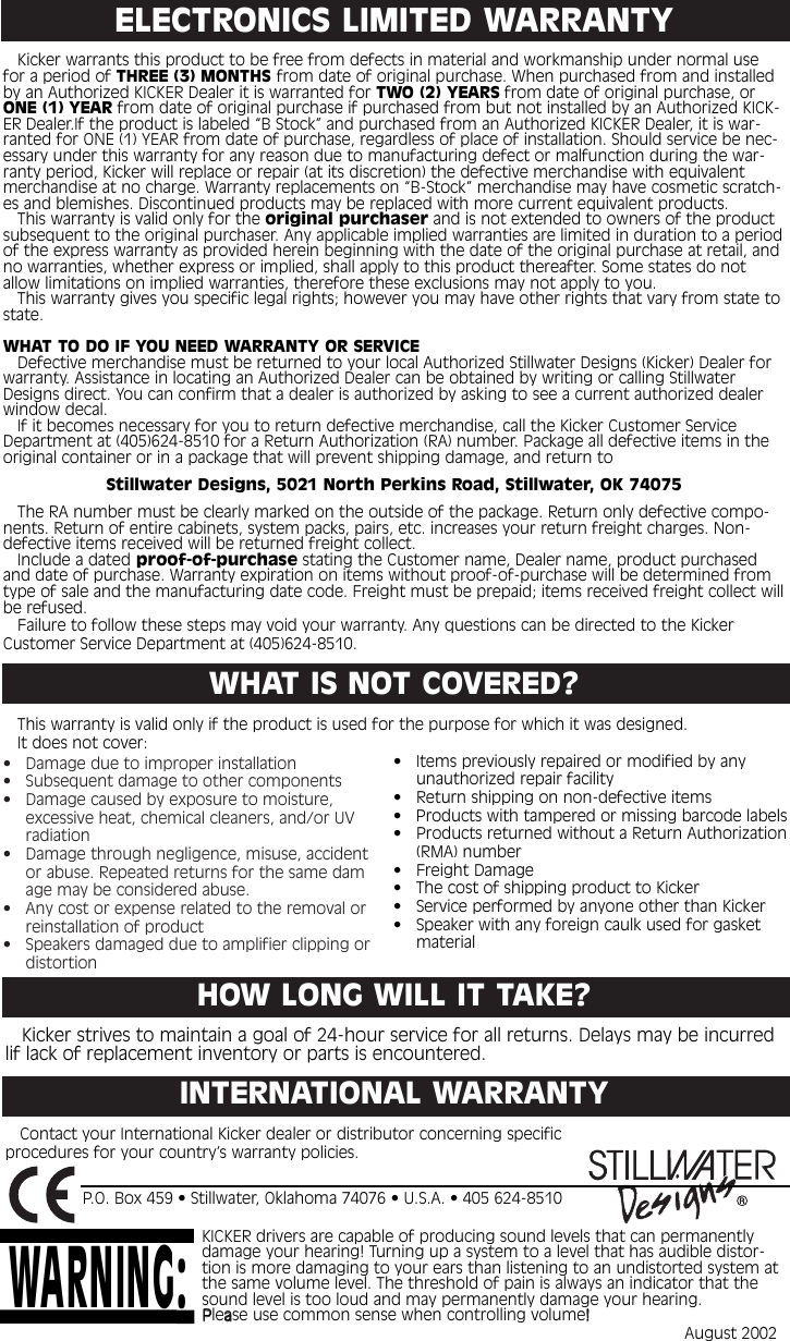 Page 9 of 9 - Kicker Kicker-2003-Kx75-2-Owners-Manual- 2002 KX75.2 Amplifier Manual  Kicker-2003-kx75-2-owners-manual