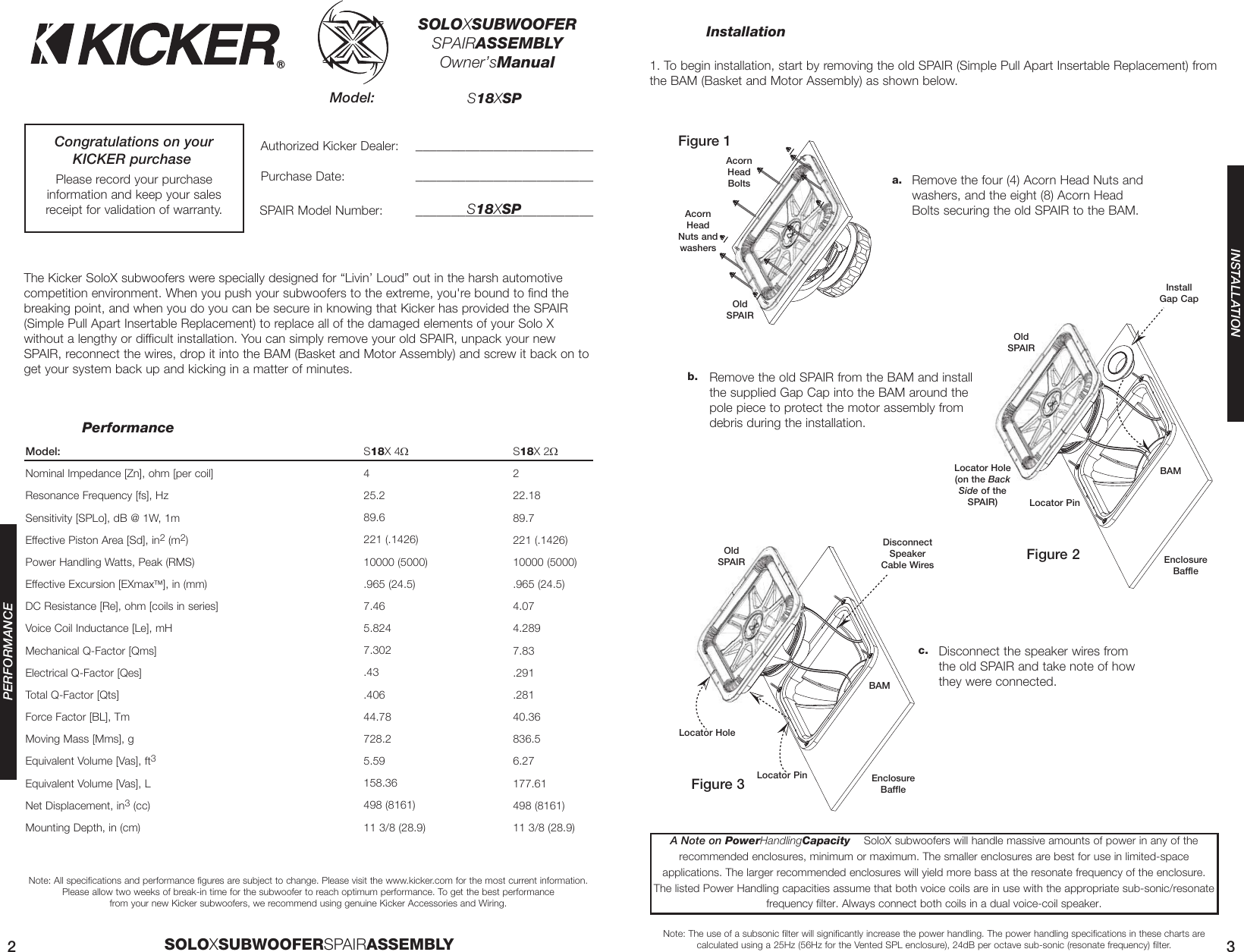Page 2 of 4 - Kicker Kicker-2007-Solox-S18X-Spair-Owners-Manual- 2007 SoloX 18 SPAIR K01.qxp  Kicker-2007-solox-s18x-spair-owners-manual