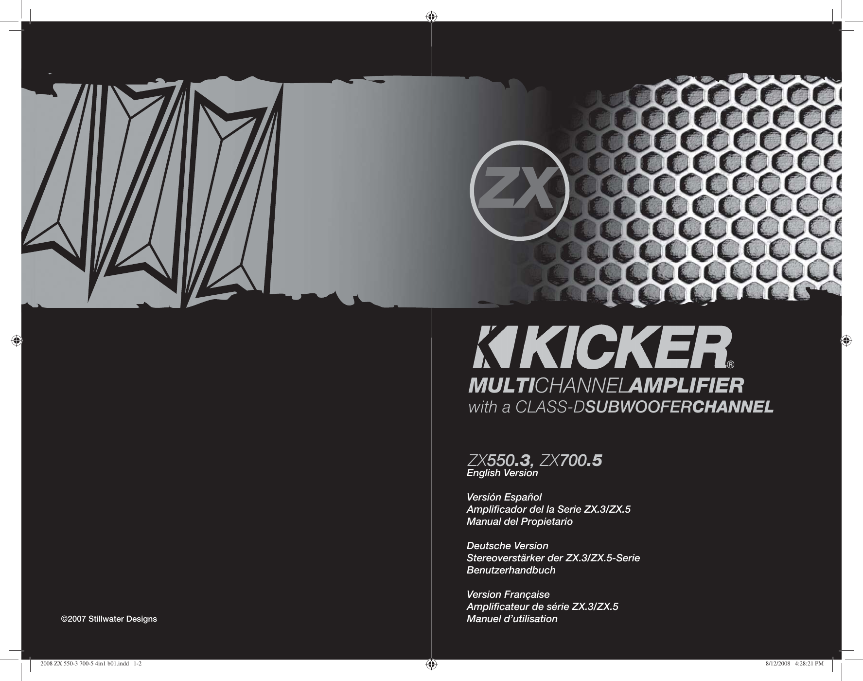 Page 1 of 10 - Kicker Kicker-2008-Zx-550-3-And-700-5-Owners-Manual- 2008 ZX 550-3 700-5 4in1 B01  Kicker-2008-zx-550-3-and-700-5-owners-manual