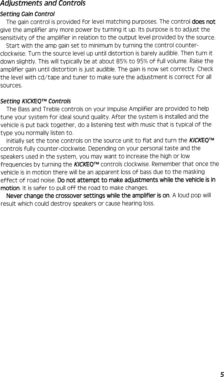 Page 5 of 8 - Kicker Kicker-Impulse-Ix252-402-702-1302-2302-Owners-Manual-  Kicker-impulse-ix252-402-702-1302-2302-owners-manual